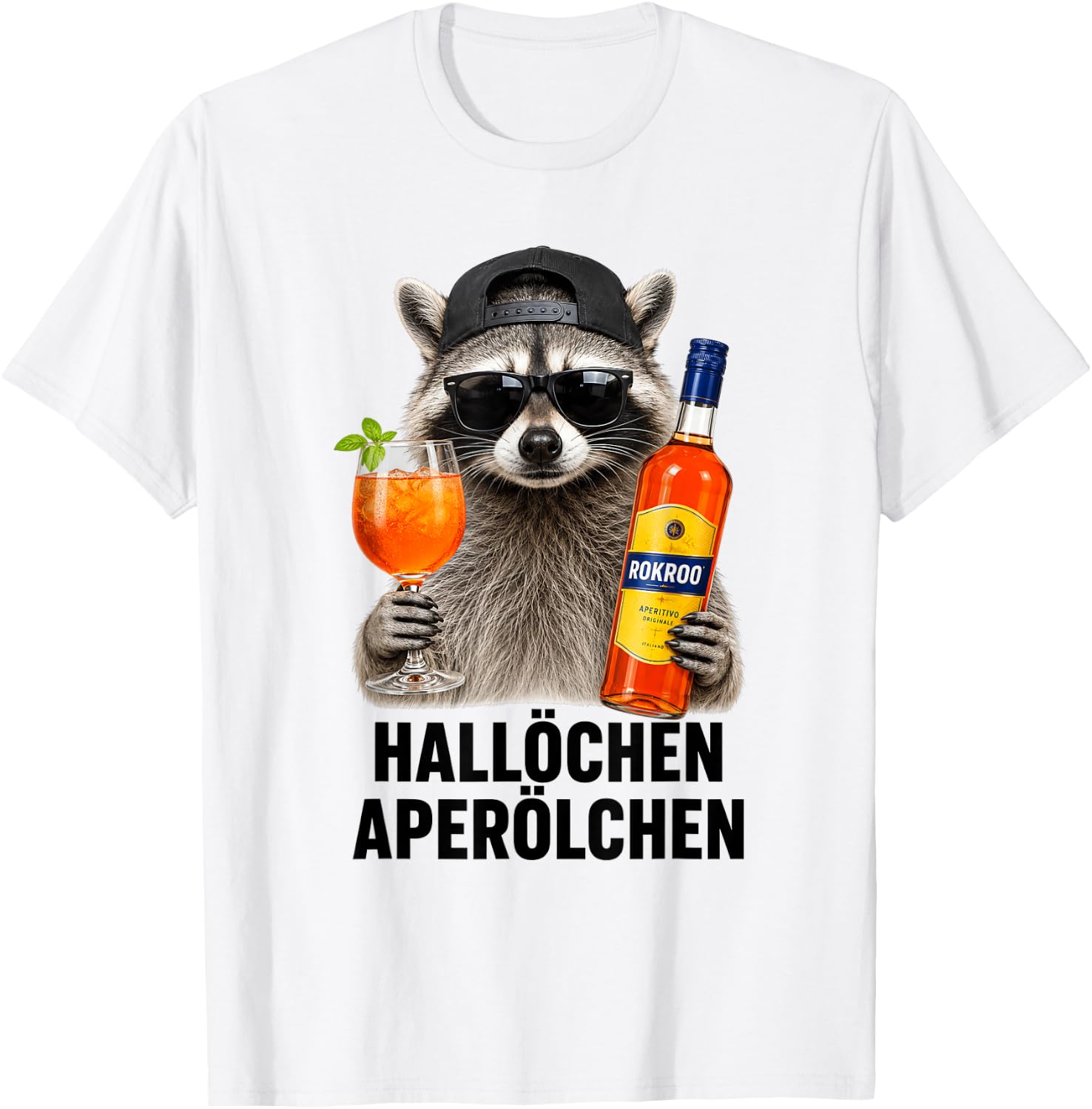 Waschbär Aperitif Hallöchen Aperölchen - Lustiges Waschbär T-Shirt - T-Shirt | White
