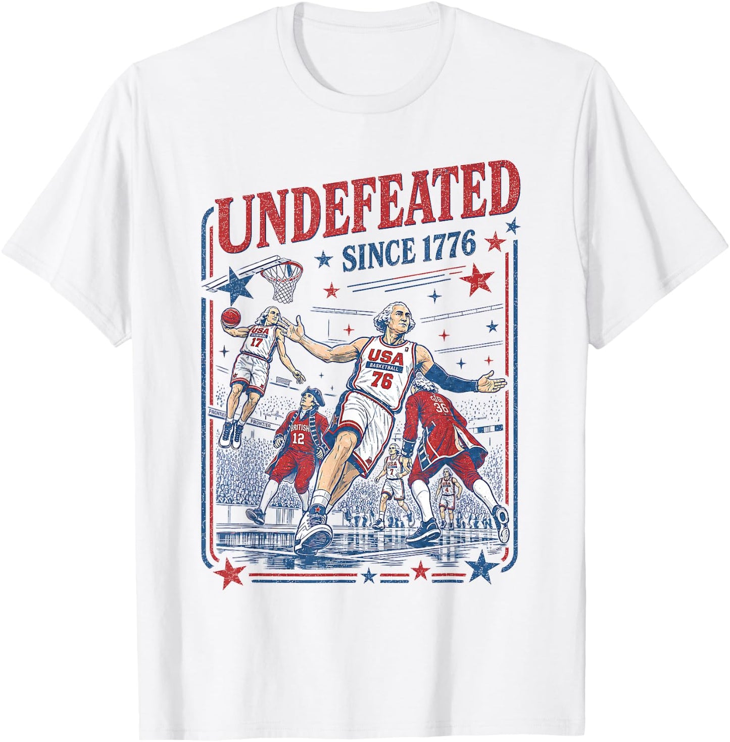 4th of July Basketball Undefeated Since 1776 250 Years T-Shirt - T-Shirt | White