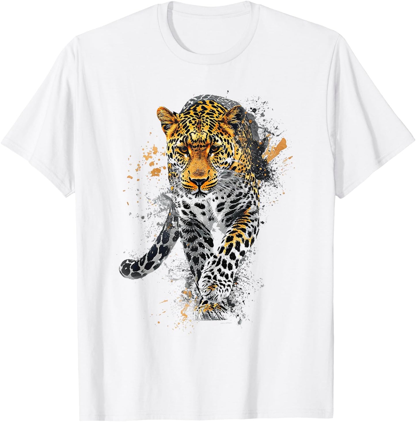 Leopard Animal Abstract Motif Drawing Art Painting Leopard T-Shirt - T-Shirt | White