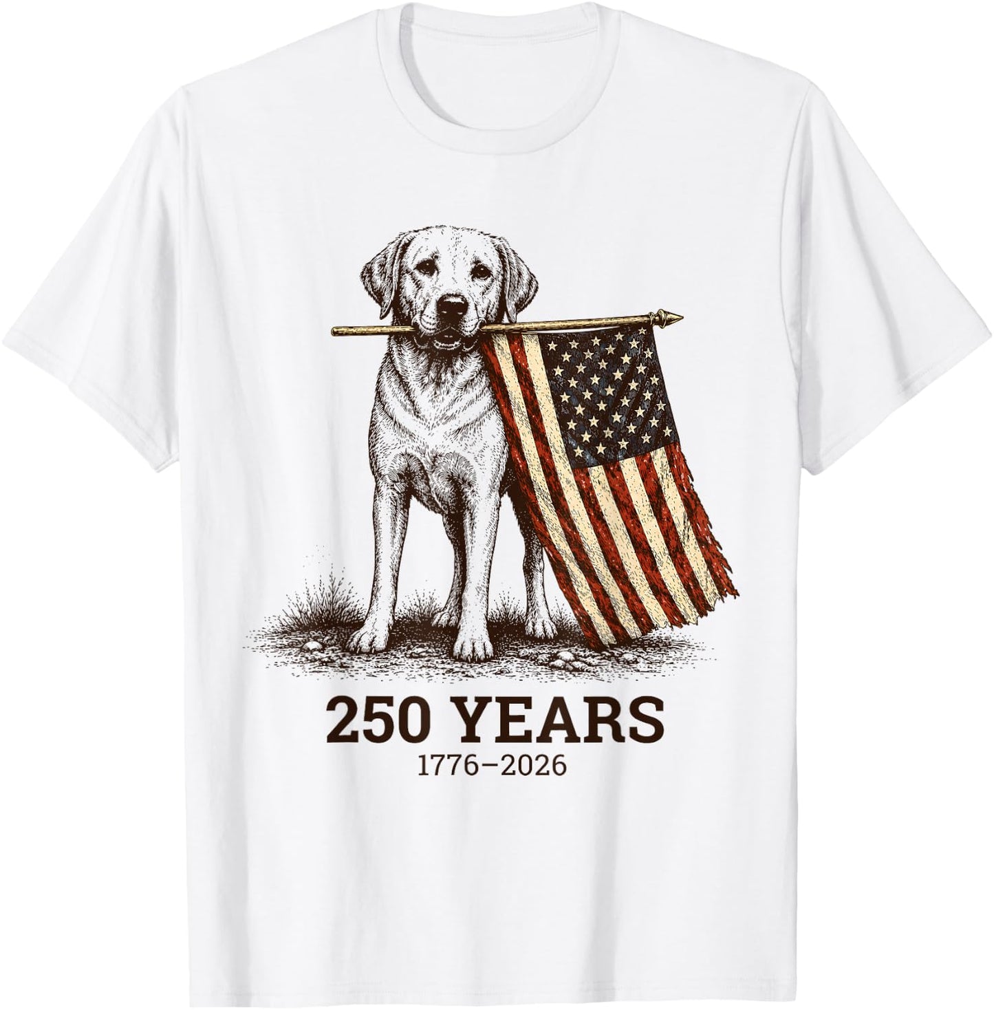 Vintage Labrador Patriotic Lab Dog 250 Years 1776 2026 T-Shirt - T-Shirt | White