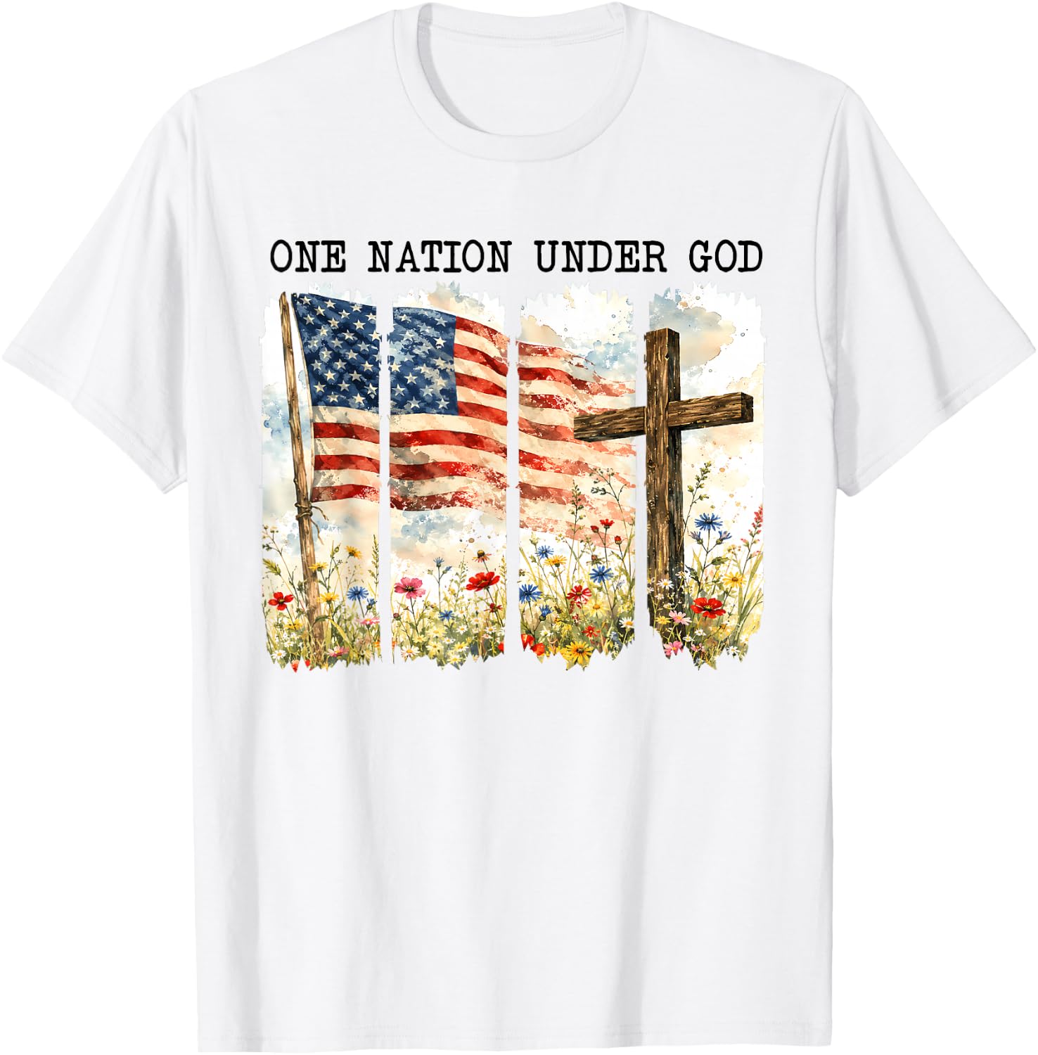 God Fourth of July Flag Jesus Patriotic Christian Men Women T-Shirt - T-Shirt | White