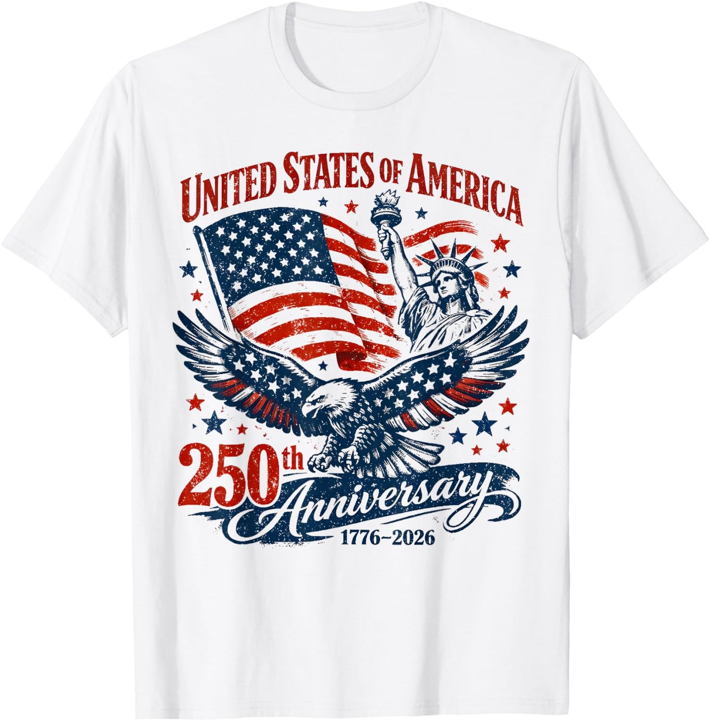 Vintage United States of America 250th Anniversary 1776 2026 T-Shirt - T-Shirt | White