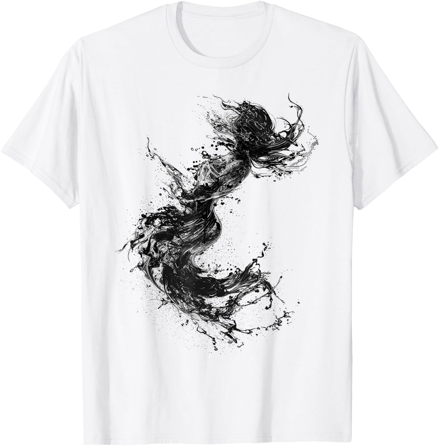 Women Mermaid Drawing Art Graphic Motif Women T-Shirt - T-Shirt | White