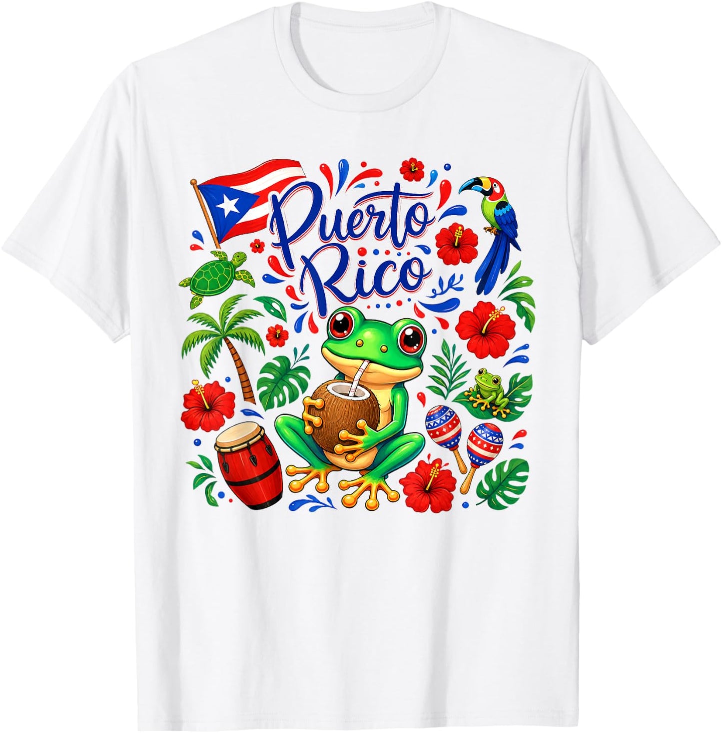 Hispanic Heritage Month Puerto Rico Coqui Frog Taino Symbol T-Shirt - T-Shirt | White