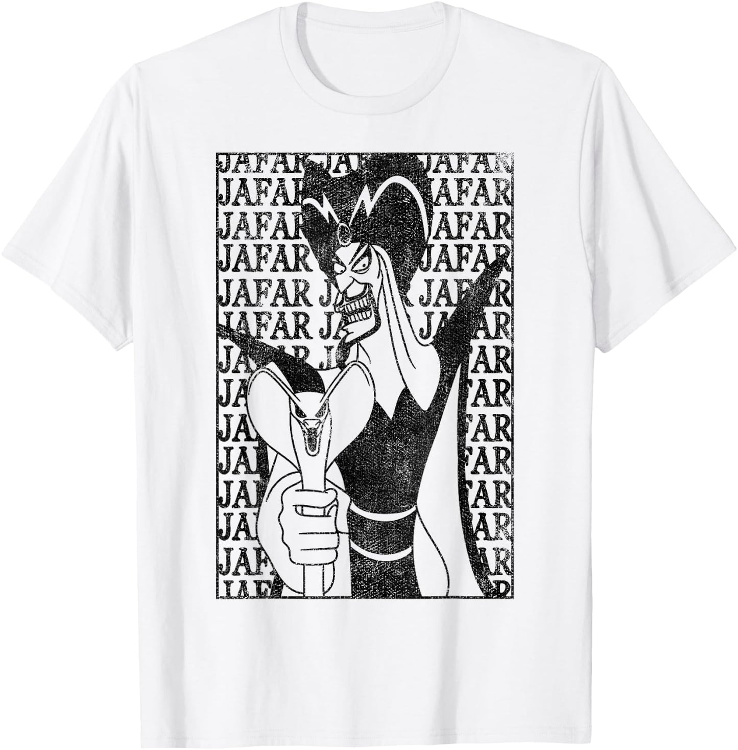 Disney Villains Jafar Word Wall Poster Black and White T-Shirt - T-Shirt | White