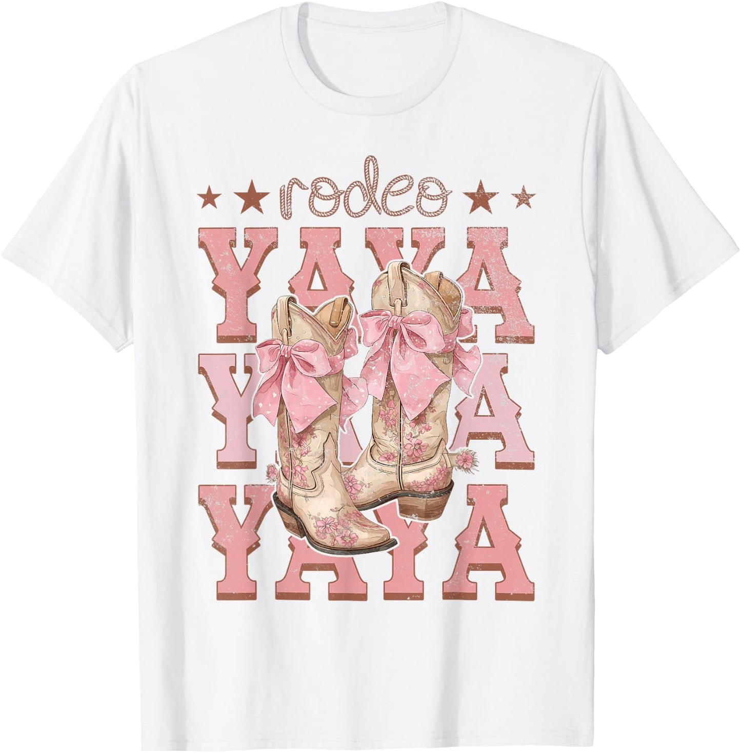 Rodeo Yaya Pink Boots Coquette Cow-Girl Birthday Party T-Shirt - T-Shirt | White