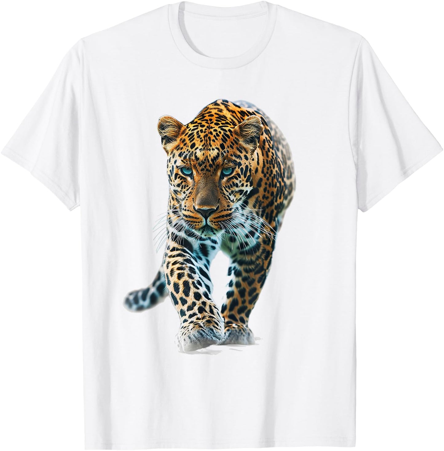 Leopard Animal Print Motif Drawing Portrait Leopard T-Shirt - T-Shirt | White