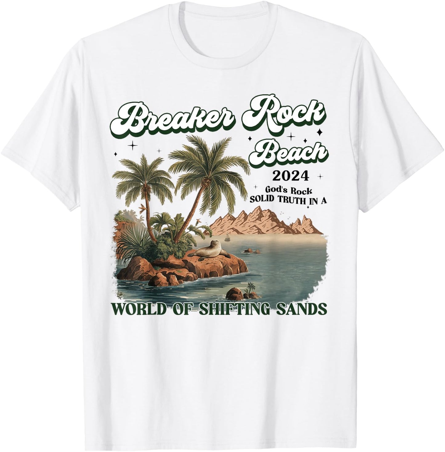 Breaker Rock Beach God's Rock Solid Beach VBS 2024 Retro Women T-Shirt - T-Shirt | White