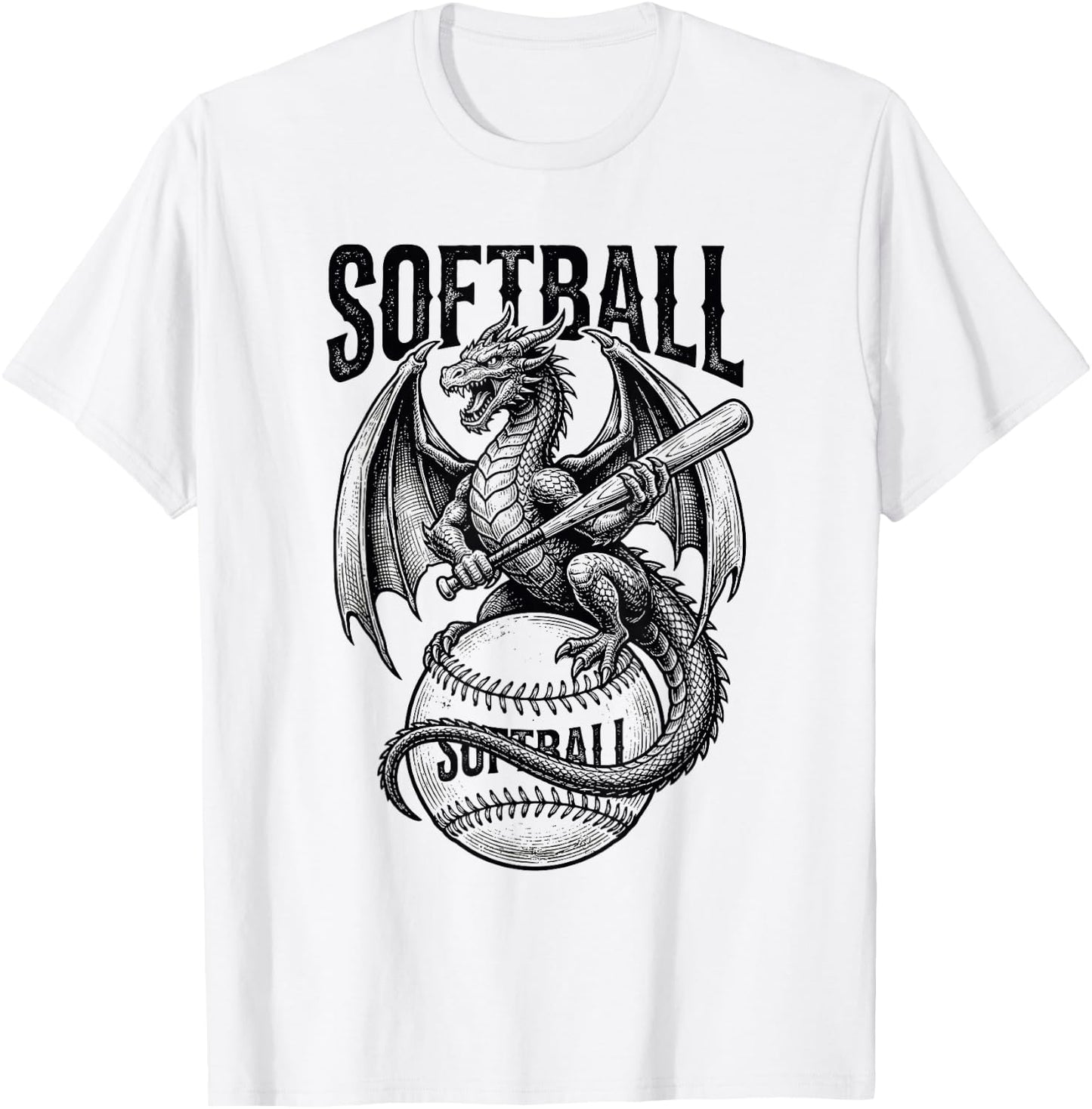Softball Dragon T-Shirt - T-Shirt | White