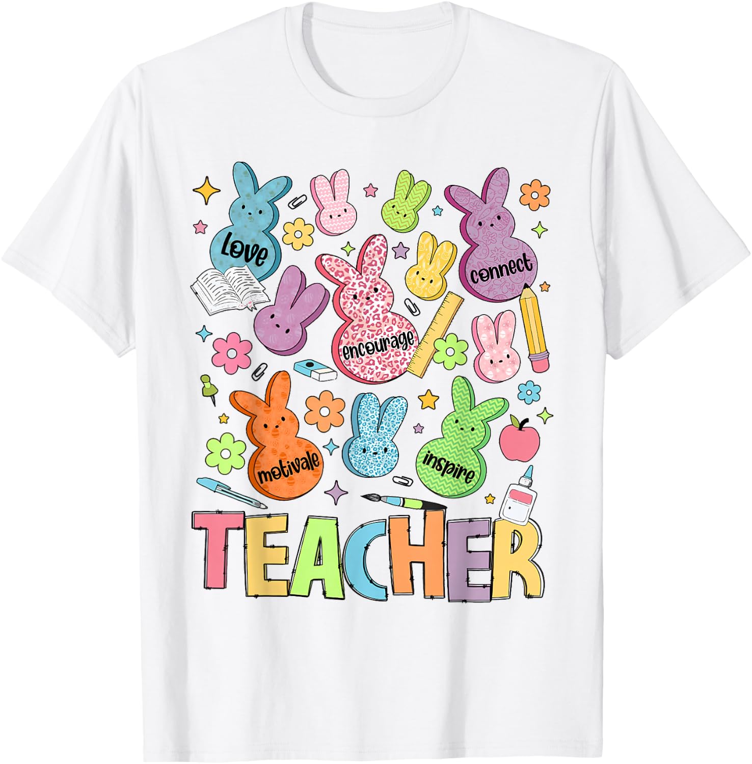 Teacher of the Sweetest Bunny Easter Day Teaching T-Shirt - T-Shirt | White