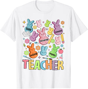 Teacher of the Sweetest Bunny Easter Day Teaching T-Shirt - T-Shirt | White
