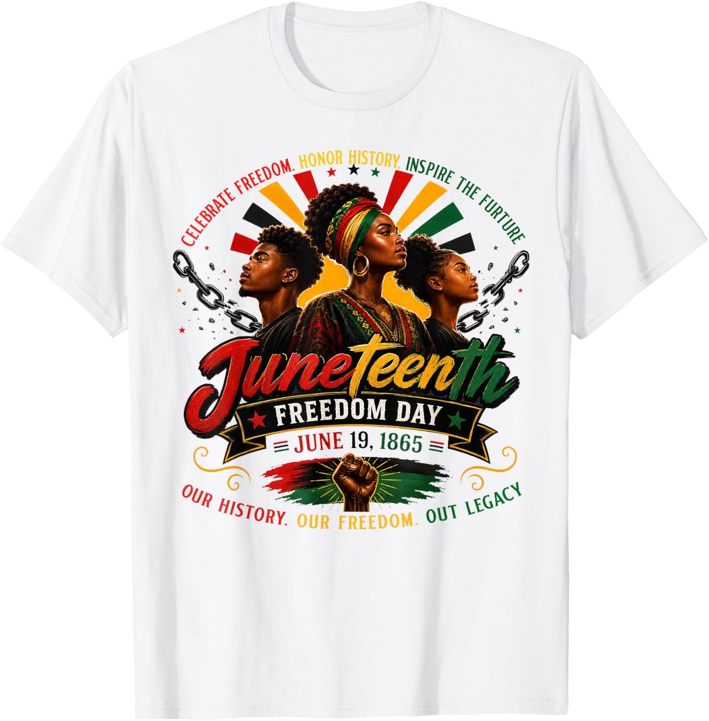 Juneteenth Freedom June 19 1865 Black History Men Women Kid T-Shirt - T-Shirt | White