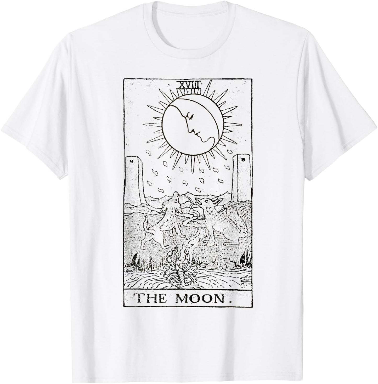 The Moon Tarot Card Vintage T-Shirt - T-Shirt | White