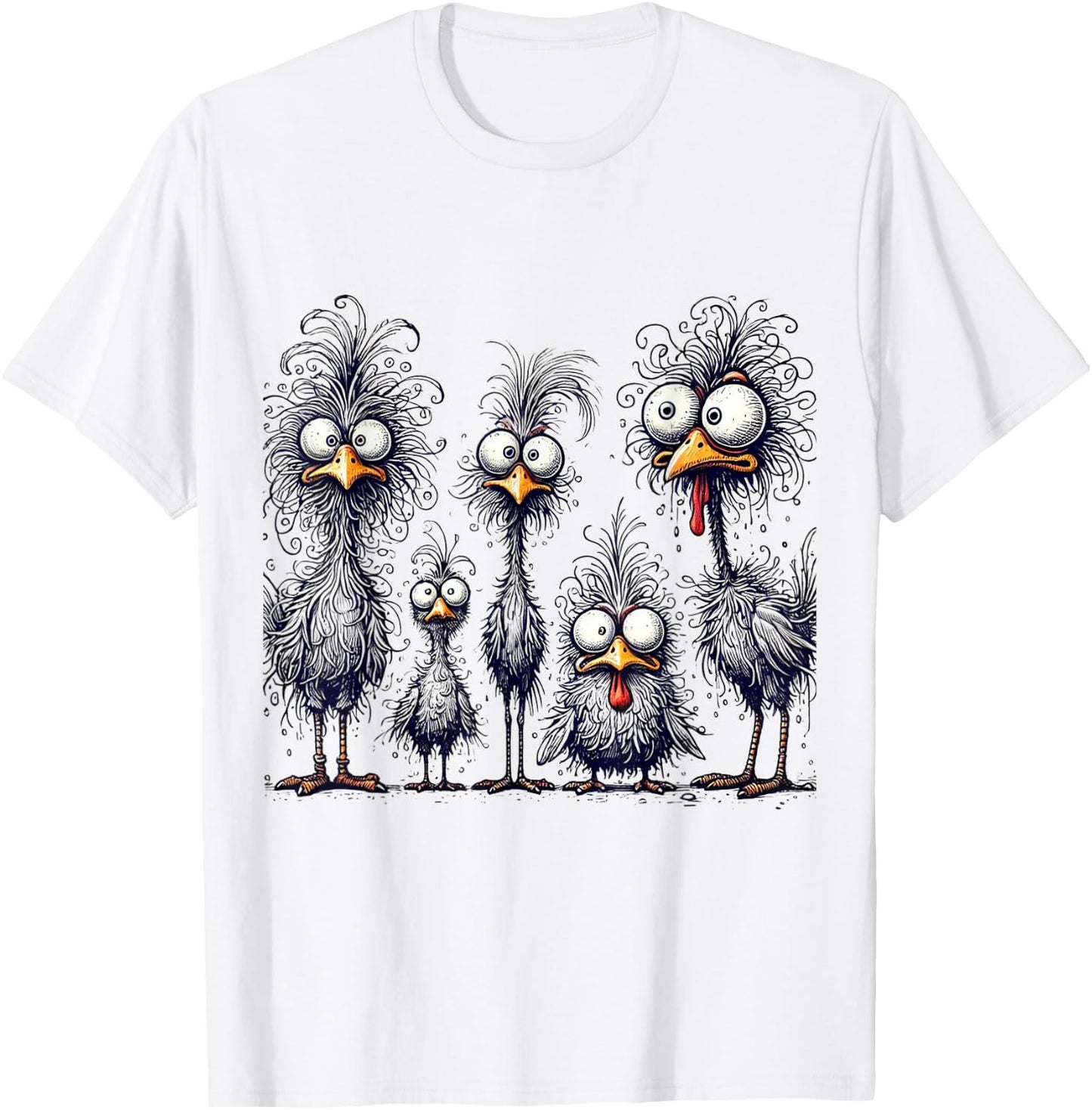 Crazy Chicken Family , gray T-Shirt - T-Shirt | White
