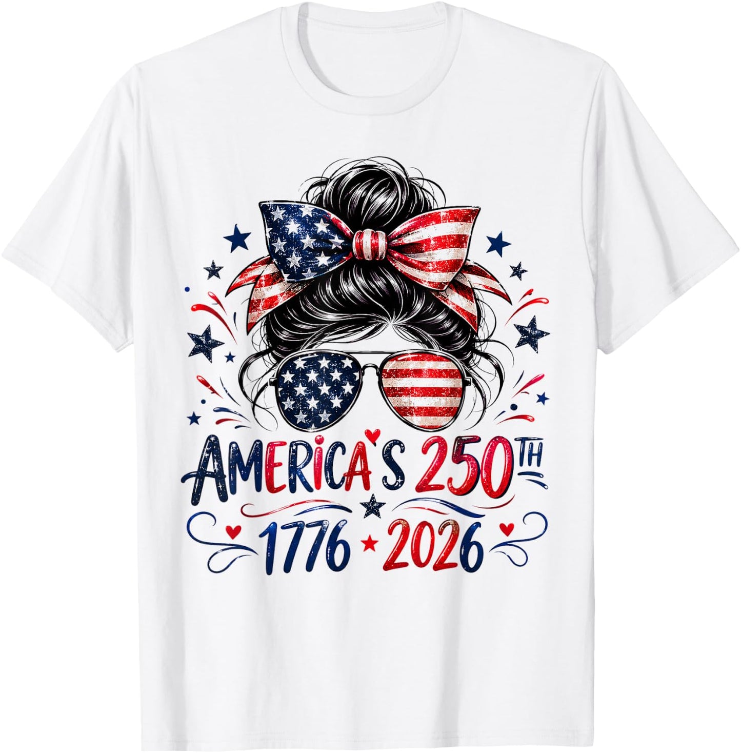 Girls 250 American Anniversary Outfit 4th of July Patriotic T-Shirt - T-Shirt | White