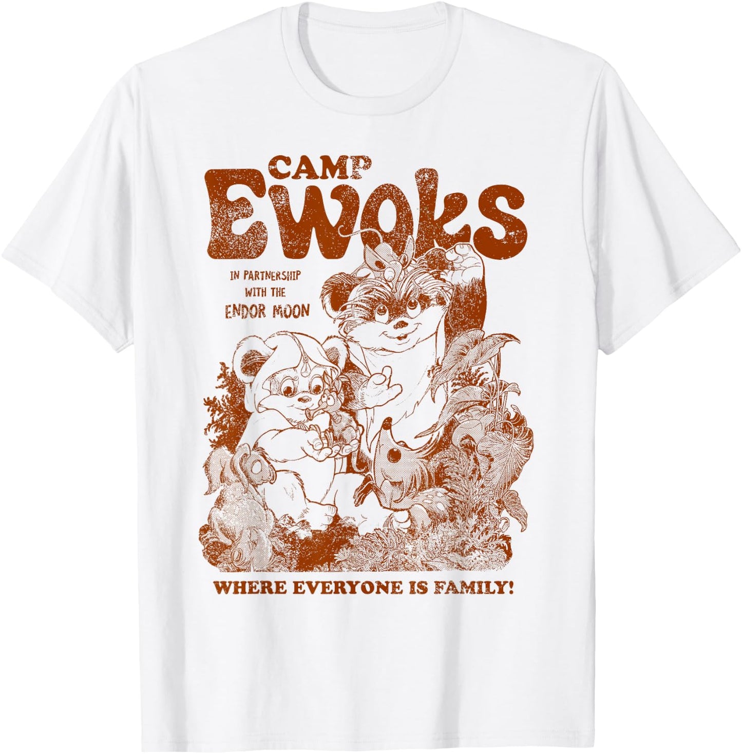 Star Wars Camp Ewoks Wicket Kneesaa Vintage Style Distressed T-Shirt - T-Shirt | White