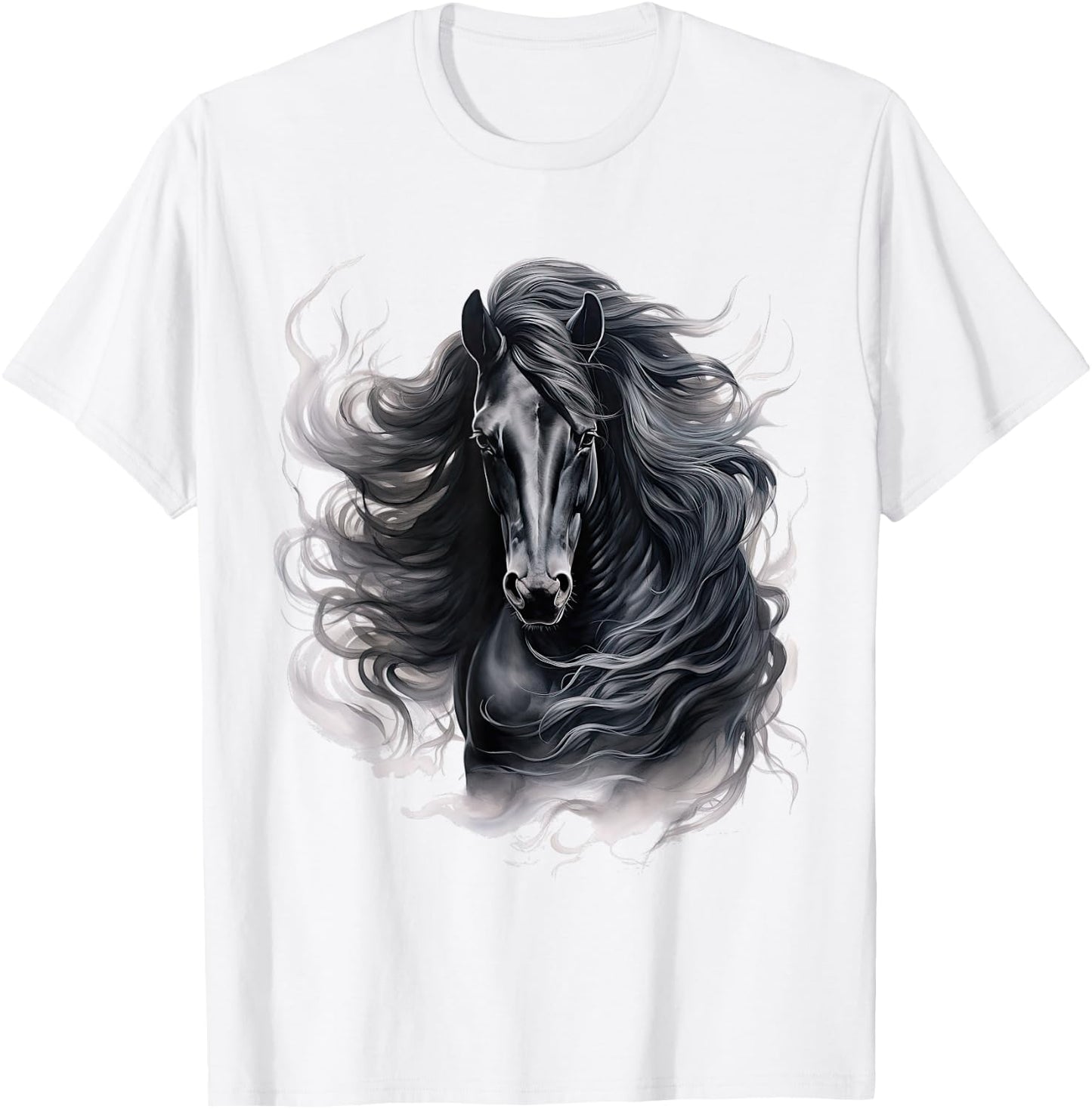 Horse Black Pony running Horses Horselover T-Shirt - T-Shirt | White