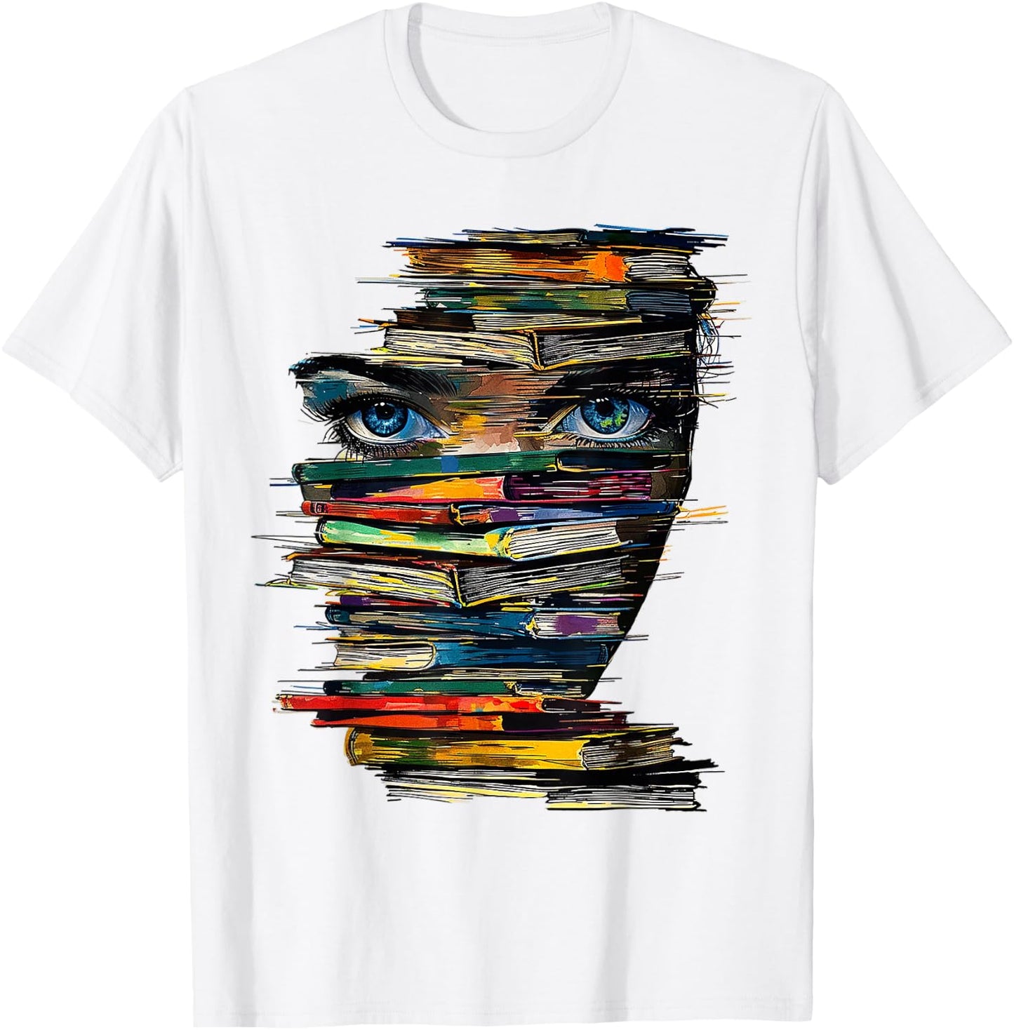 Book Women Graphic Art Colourful Eyes , White T-Shirt - T-Shirt | White