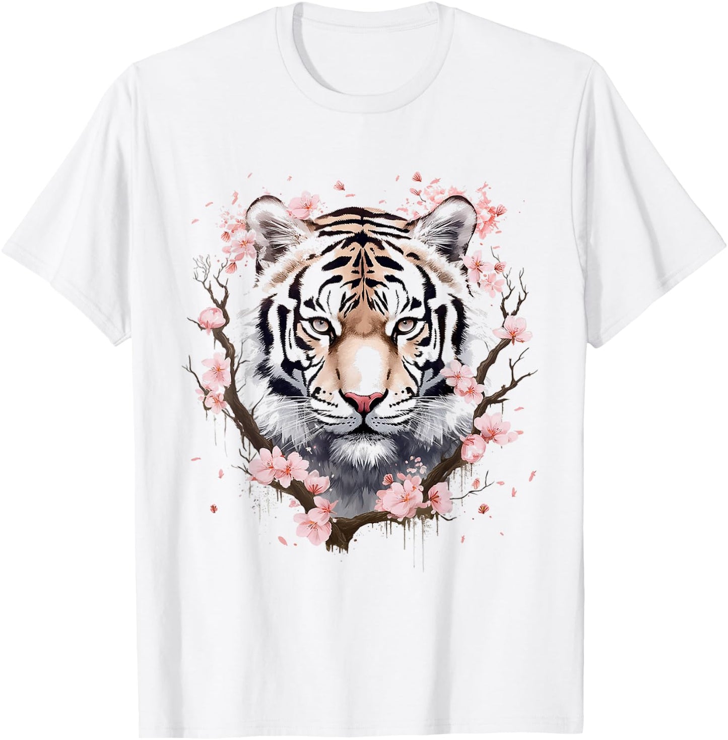 Tiger Animal Nature Pattern Art Abstract Face Tiger , white, S T-Shirt - T-Shirt | White