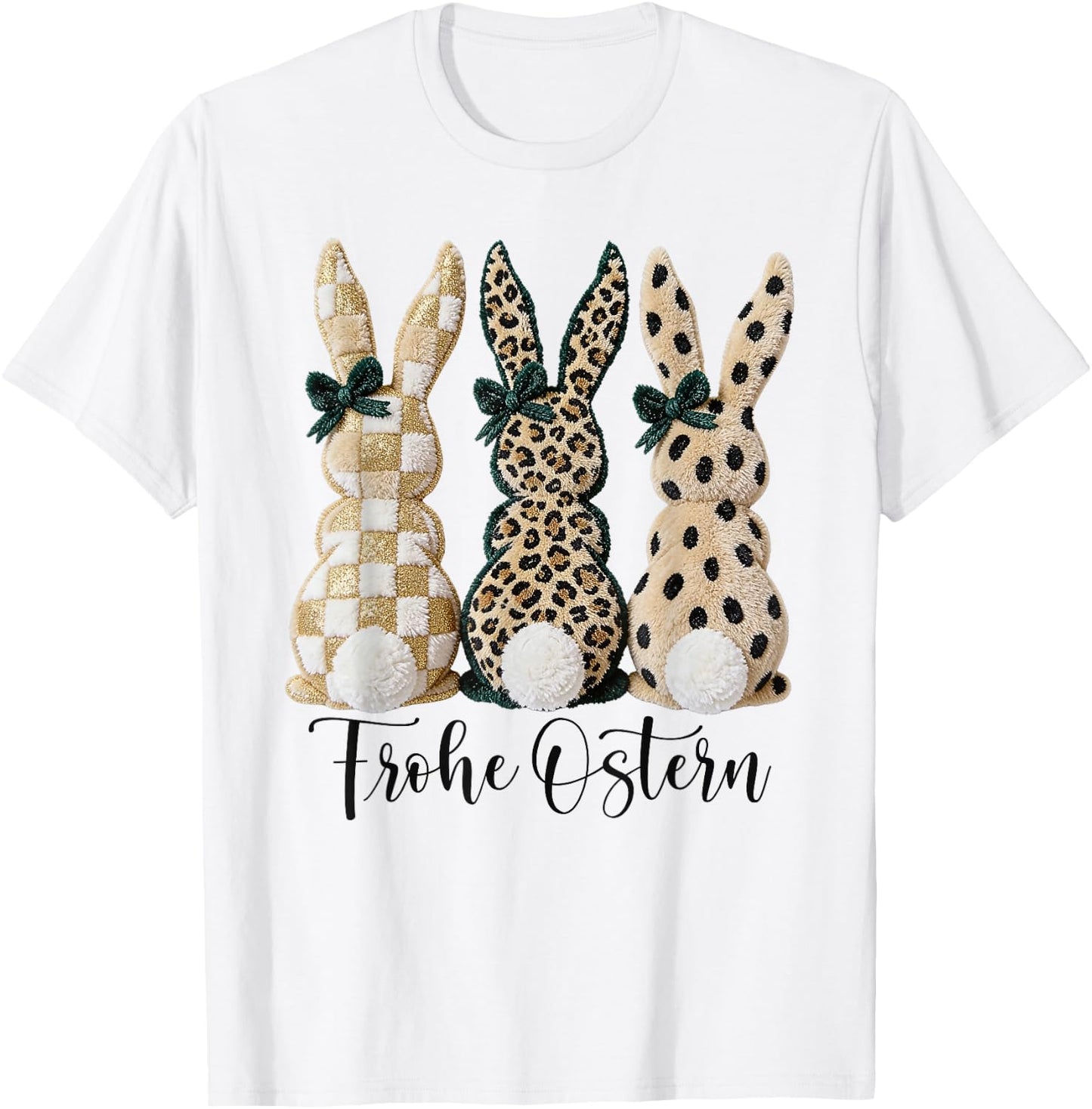 Frohe Ostern Hasen Vintage Leo Karo Punkte Print Oster Deko T-Shirt - T-Shirt | White