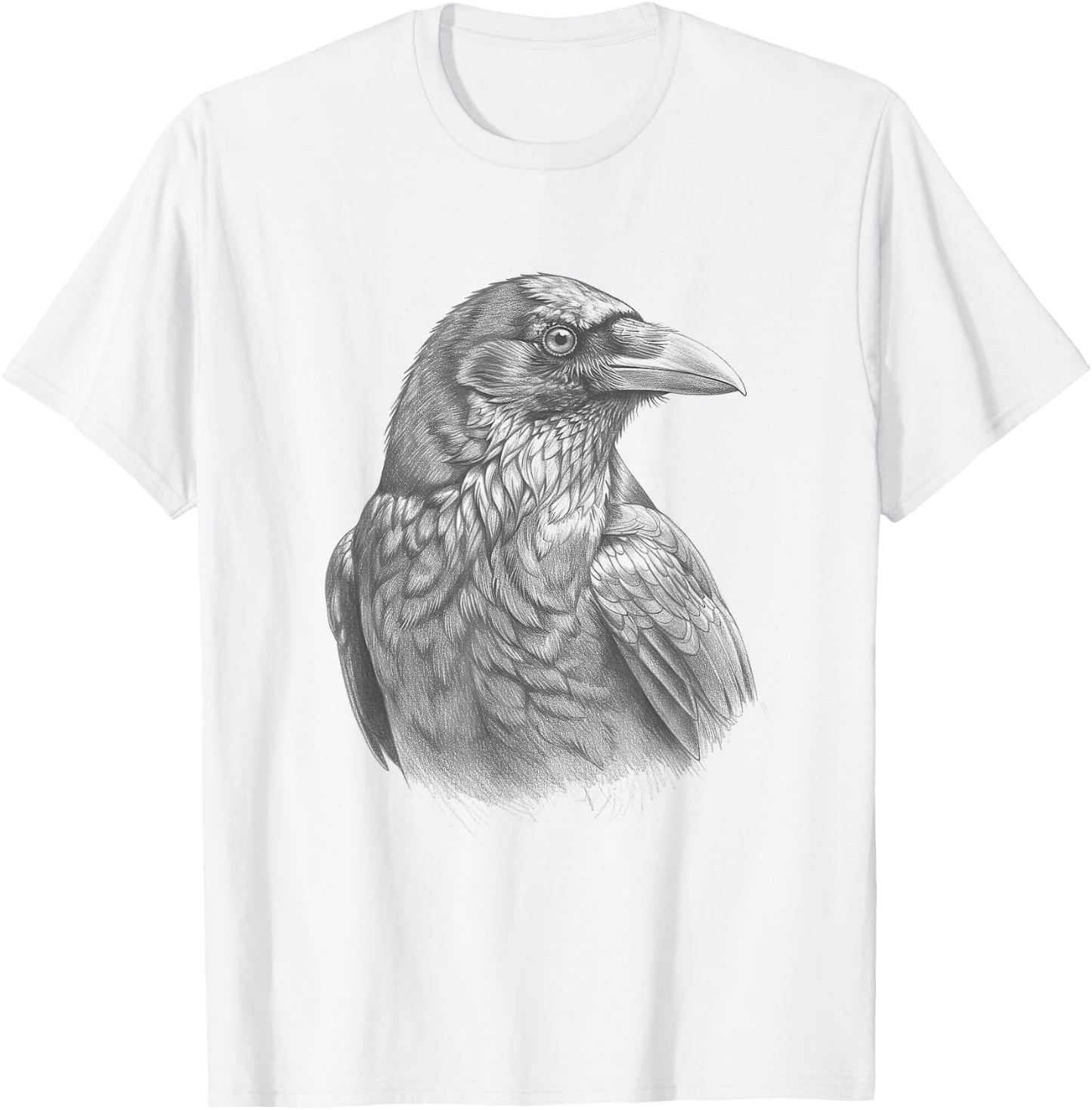 Vintage Crow Drawing Art Raven Design T-Shirt - T-Shirt | White