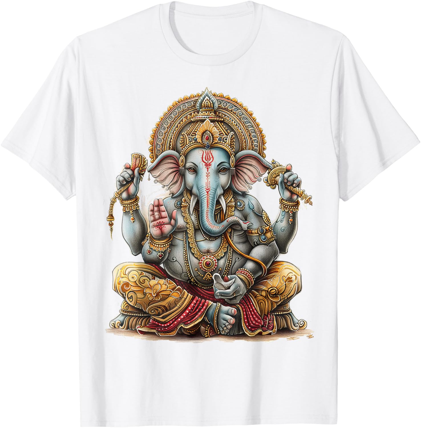 Ganesh Spiritual Hindu God Elephant Yoga Meditation , White T-Shirt - T-Shirt | White