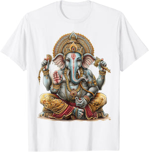 Ganesh Spiritual Hindu God Elephant Yoga Meditation , White T-Shirt - T-Shirt | White