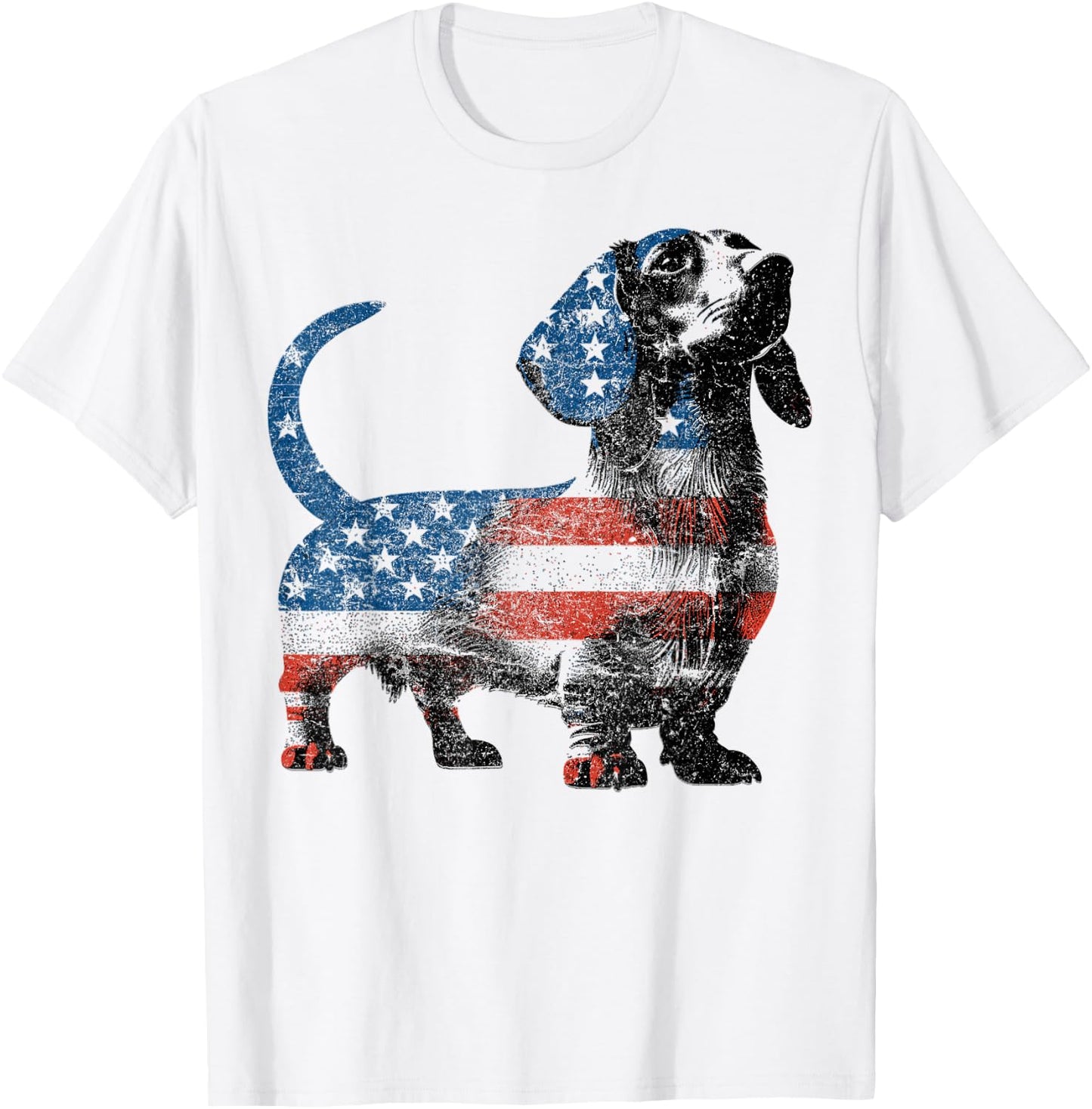 Patriotic Dachshund Dog Lovers American Flag 4th of July T-Shirt - T-Shirt | White