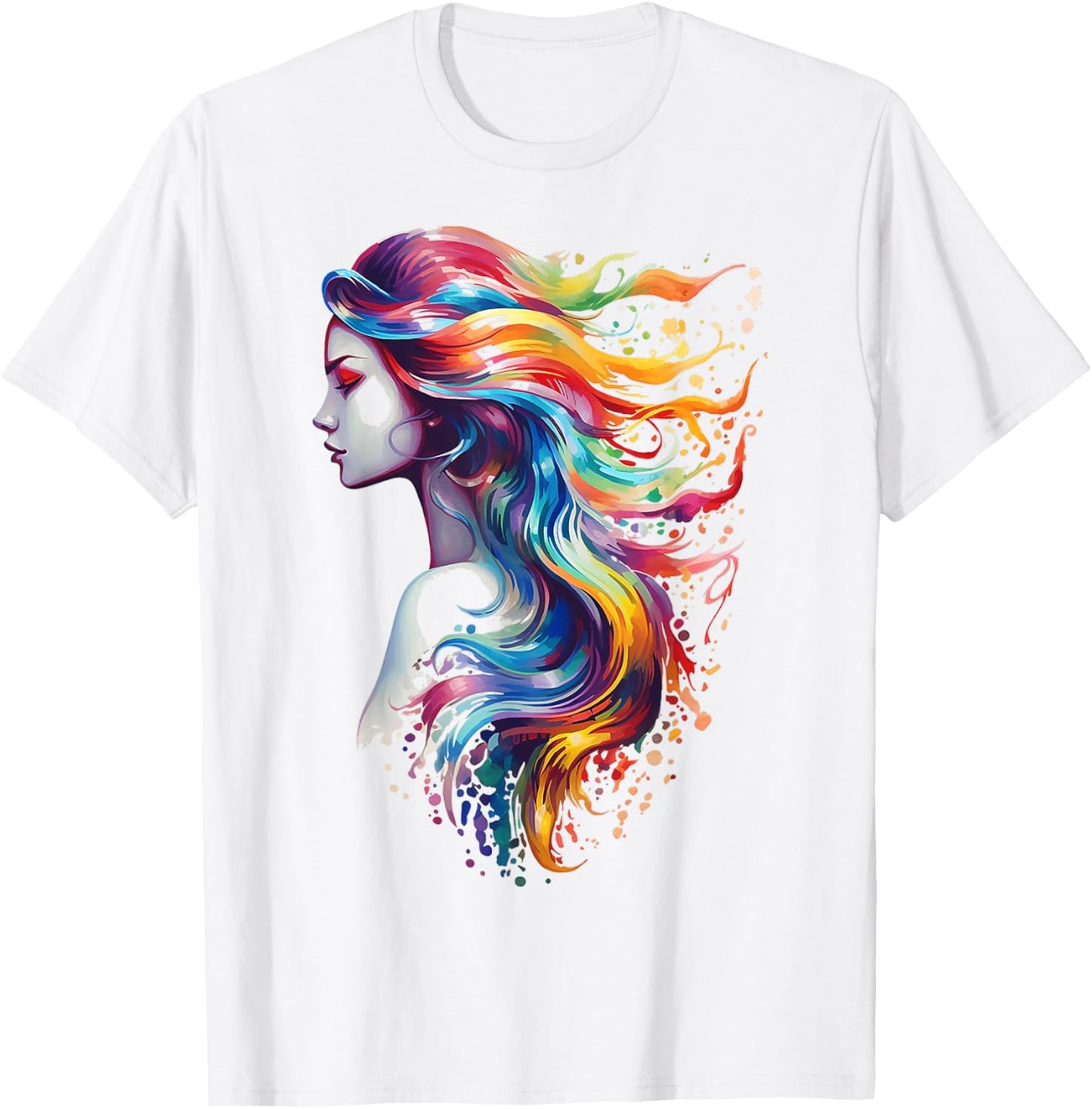 Mermaid Colorful Abstract Art Women Fantasy Mermaid T-Shirt - T-Shirt | White
