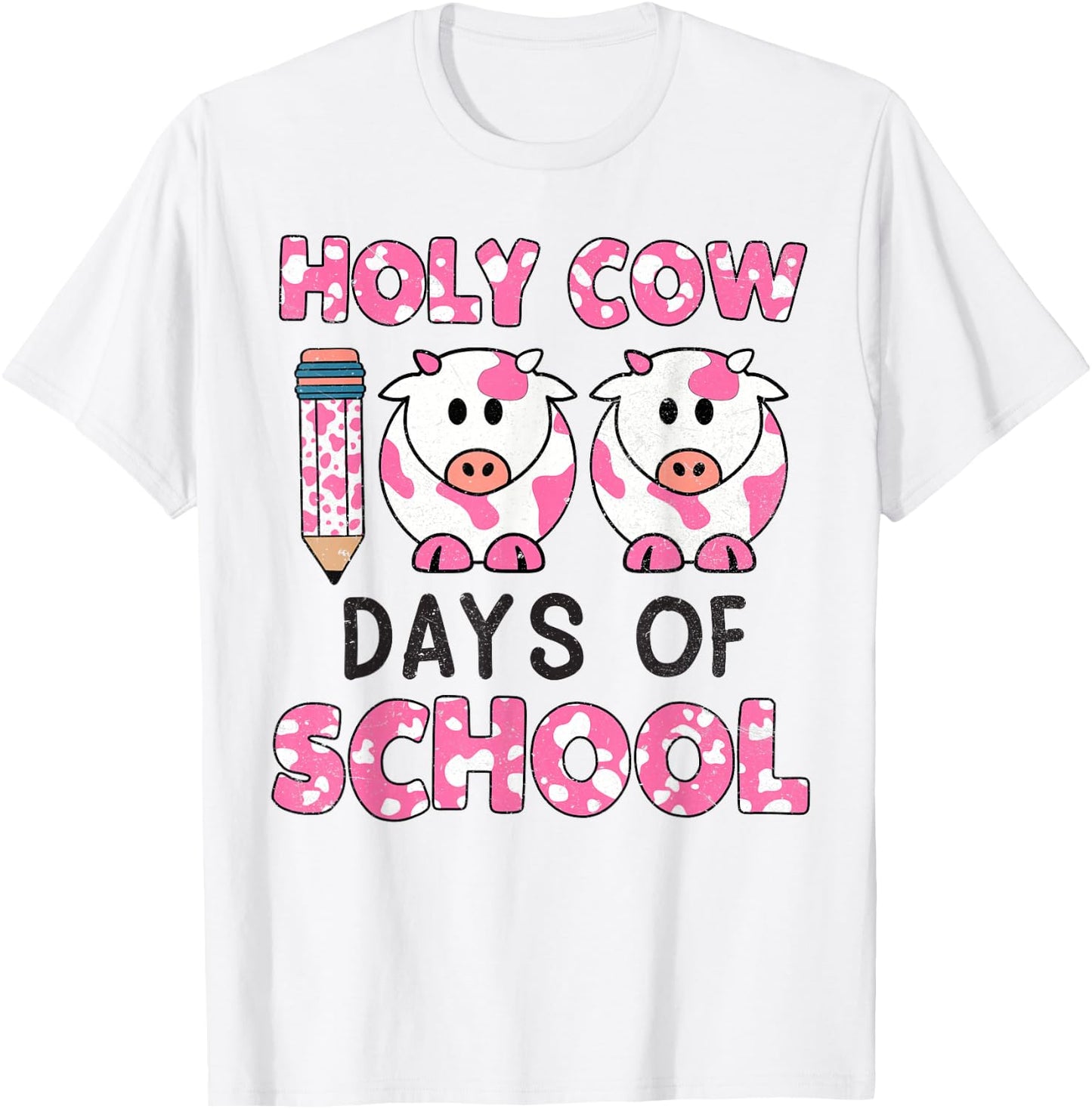 Holy Cow 100 Days Of School 100 Days Smarter Teachers Kids T-Shirt - T-Shirt | White