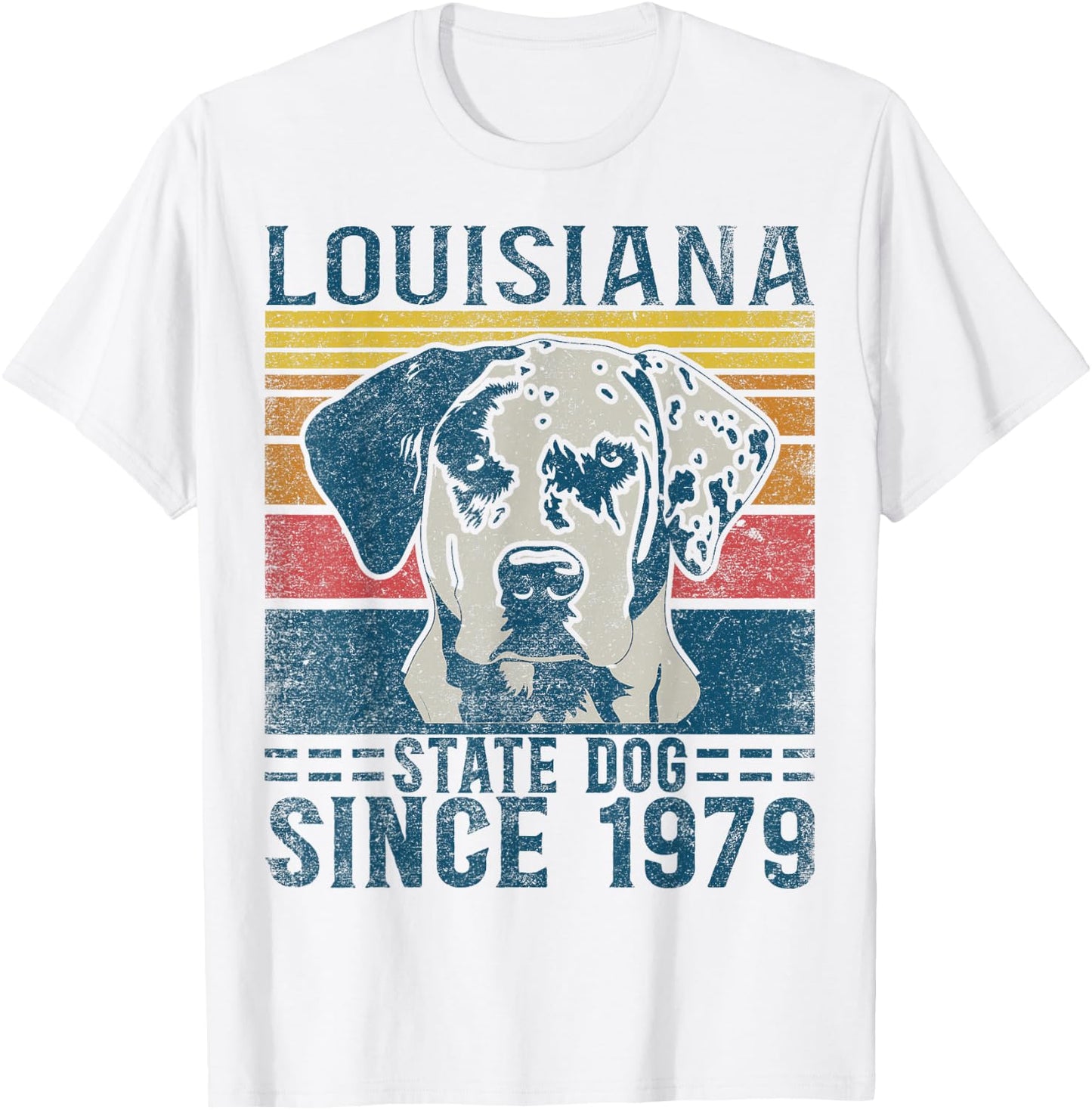 Louisiana Catahoula Leopard Dog Fan Lover Retro T-Shirt - T-Shirt | White