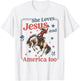 She Loves Jesus & America Too Christian 4th of July Cowgirl T-Shirt - T-Shirt | White