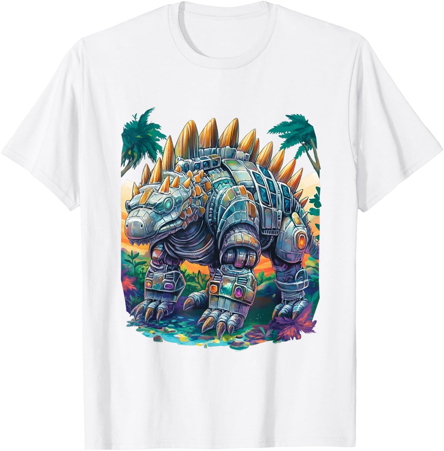 Ankylosaurus Dinosaur Robot T-Shirt - T-Shirt | White