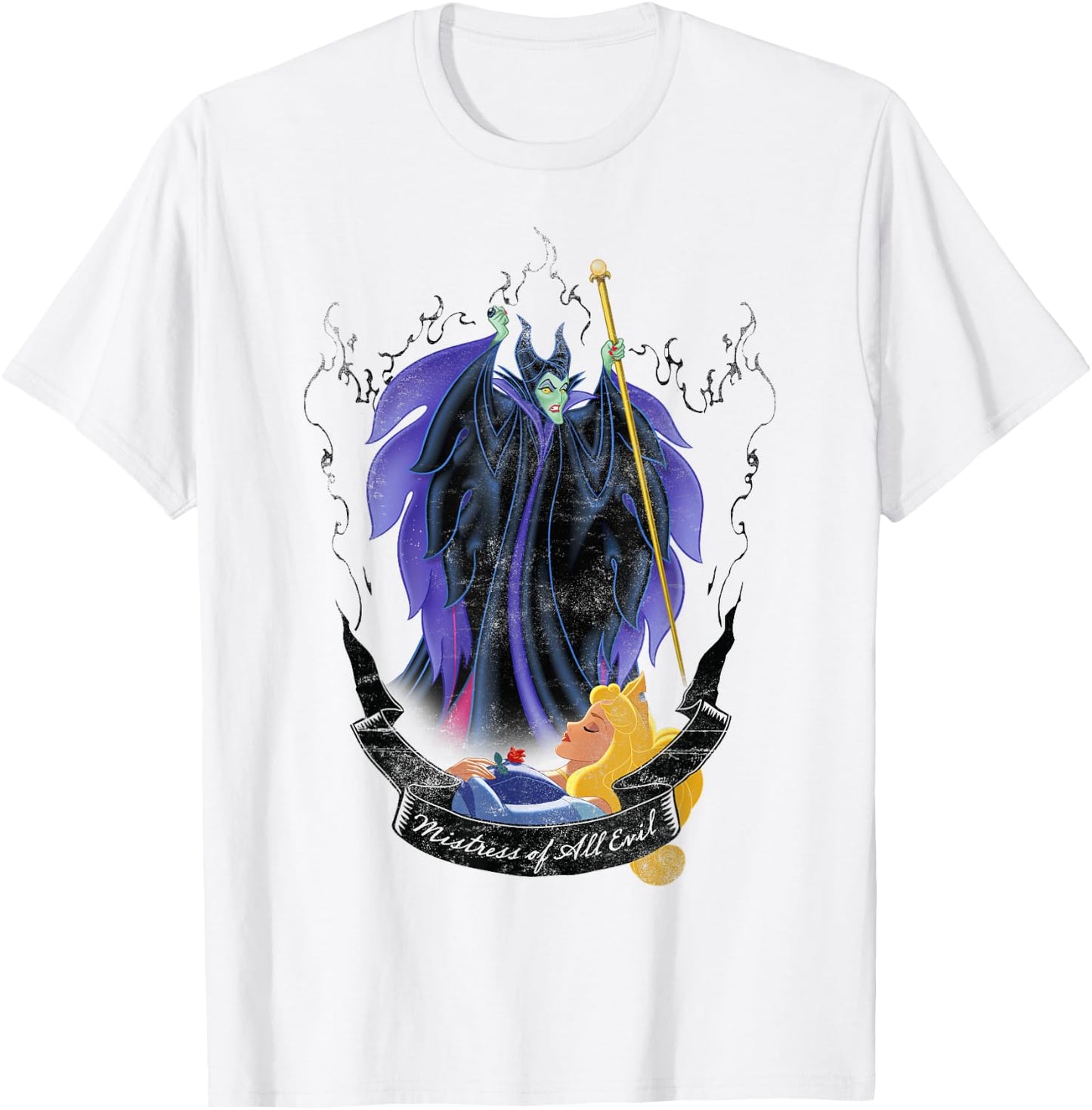 Disney Sleeping Beauty Maleficent and Aurora Flame Portrait T-Shirt - T-Shirt | White