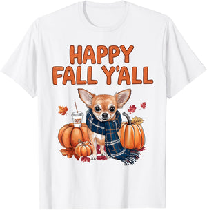 Chihuahua Dog pumpkin spice Happy Fall Y'all autumn Men Women Kids T-Shirt - T-Shirt | White