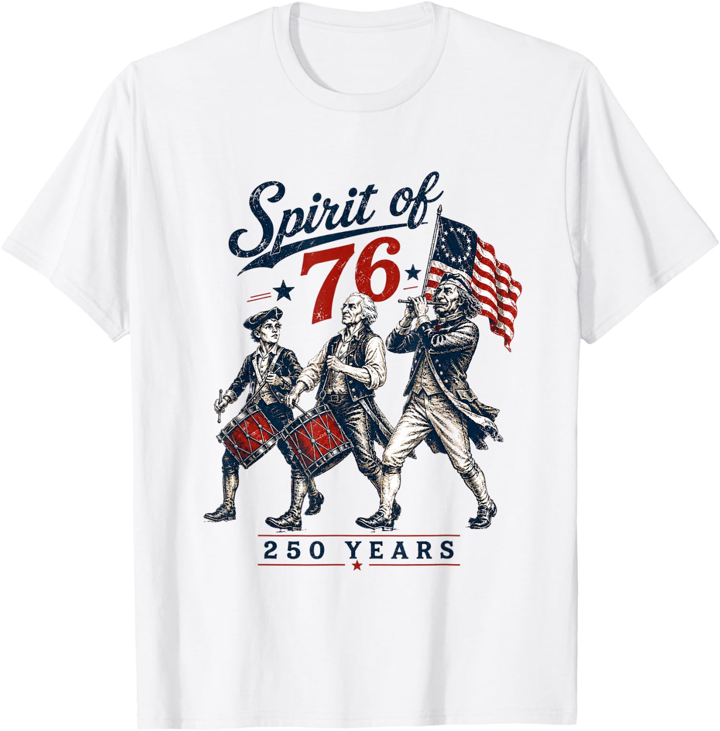 Spirit of 76 Vintage 4th of July Independence Day T-Shirt - T-Shirt | White
