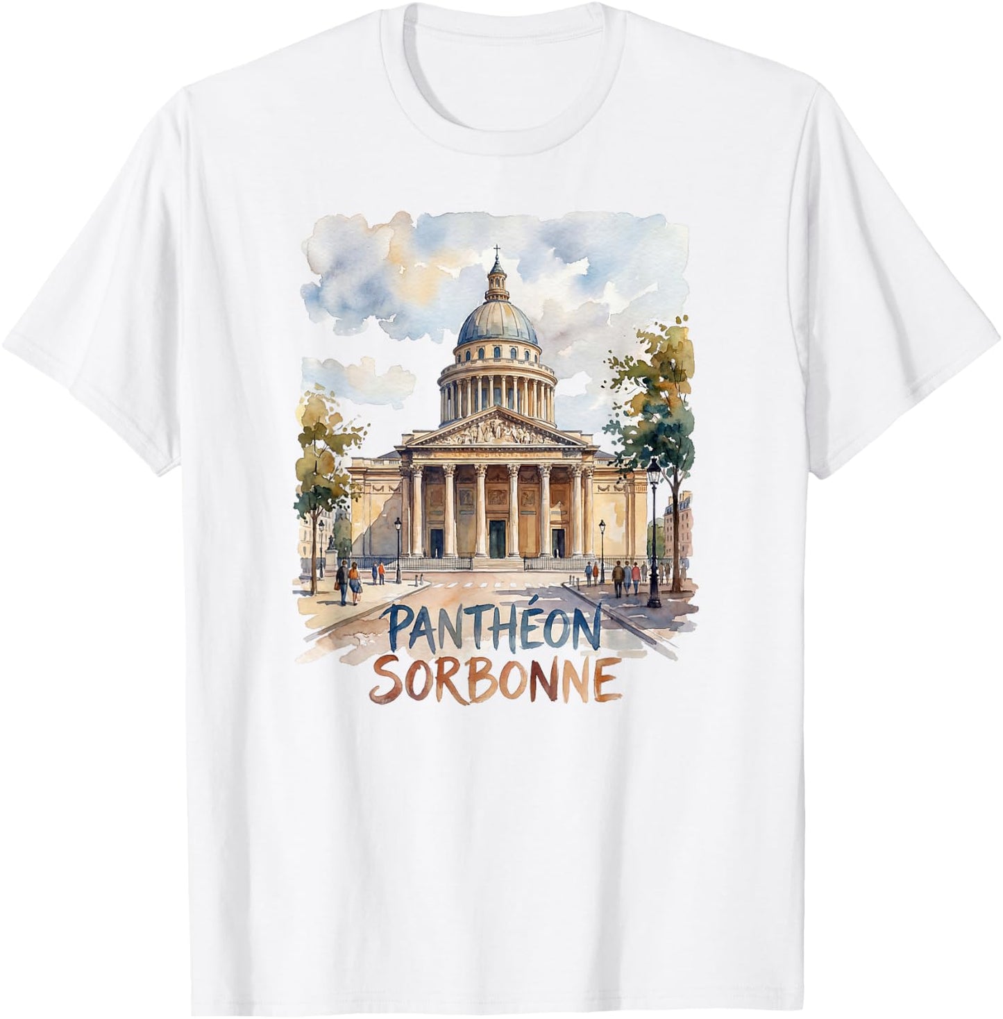 Panthéon Sorbonne Paris France Watercolour T-Shirt - T-Shirt | White