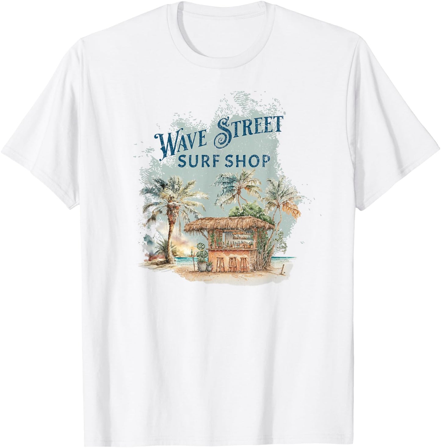 Wave Street Retro Vacation Beach Surfing Sunset Beach Hut Men Women Kids T-Shirt - T-Shirt | White