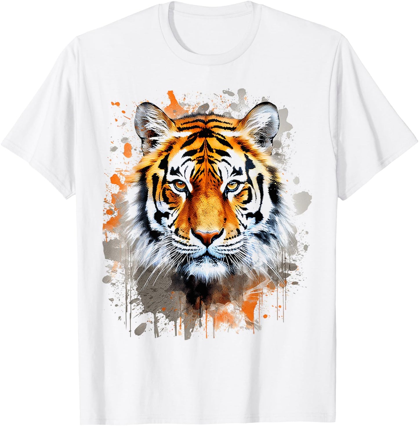 Tiger Animal Abstract Graphic Colorful Painting Tiger , white, S T-Shirt - T-Shirt | White