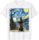 Van Gogh Style Starry Night Otter T-Shirt - T-Shirt | White