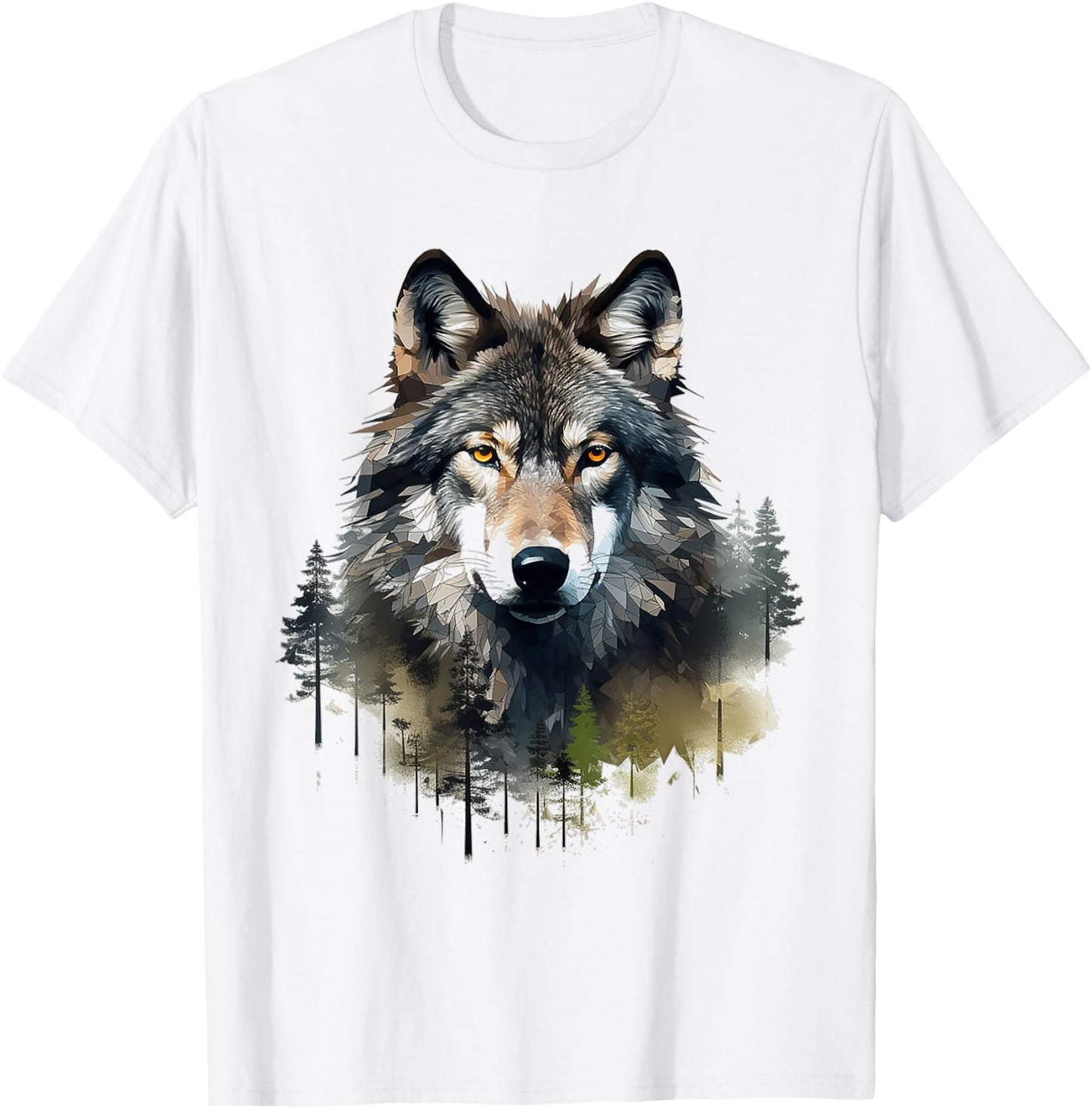 Wolf Animal Nature Pattern Abstract Illustration Painting Wolf , white, S T-Shirt - T-Shirt | White
