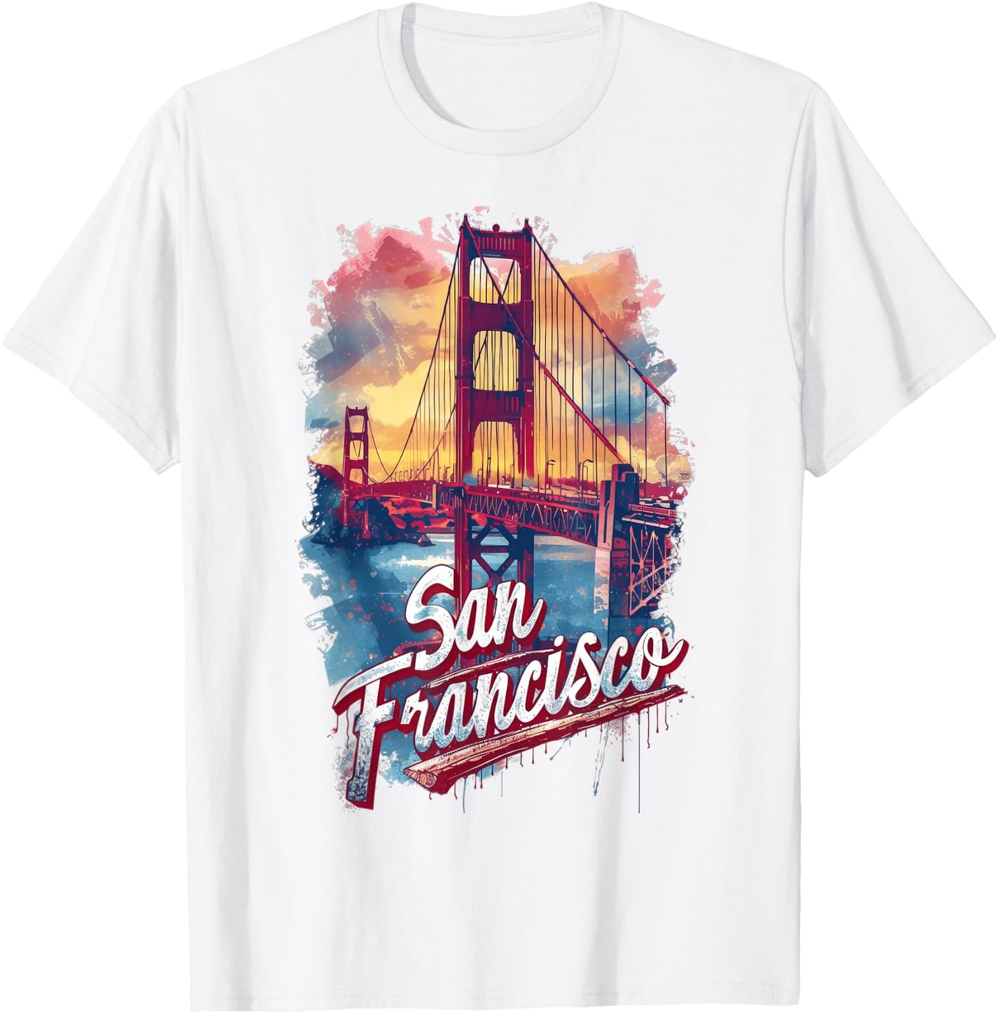 San Francisco Golden Gate Bridge Aquarell Souvenir T-Shirt - T-Shirt | White