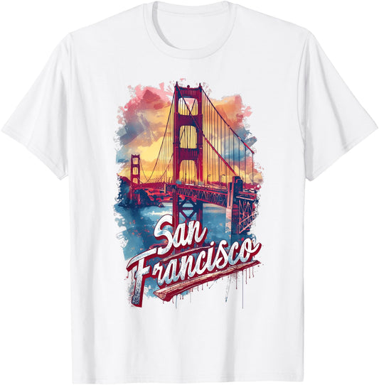 San Francisco Golden Gate Bridge Aquarell Souvenir T-Shirt - T-Shirt | White