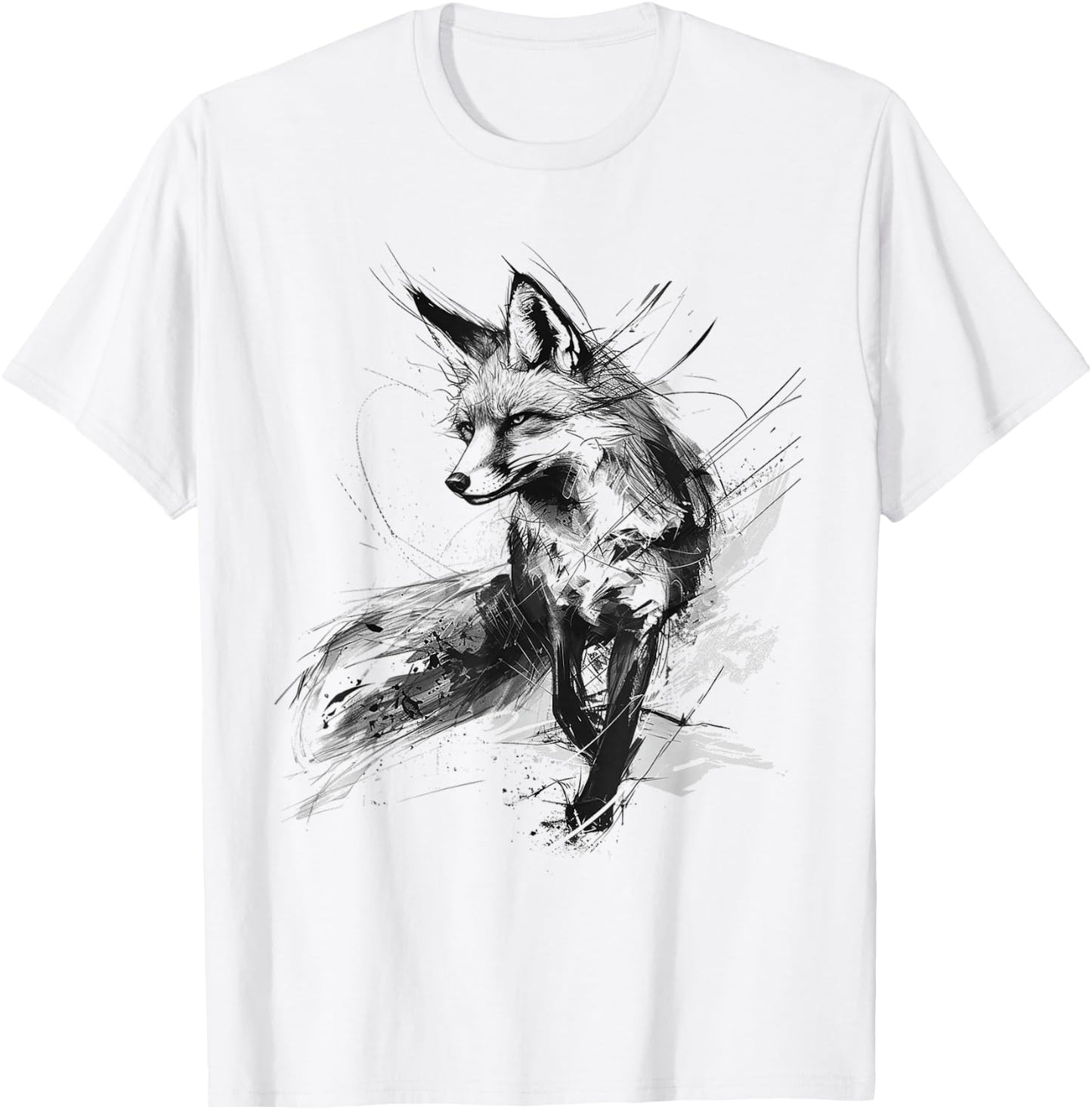 Fuchs Tierdruck Zoo Zeichnung Kunstwerk Abstrakter Fuchs T-Shirt - T-Shirt | White