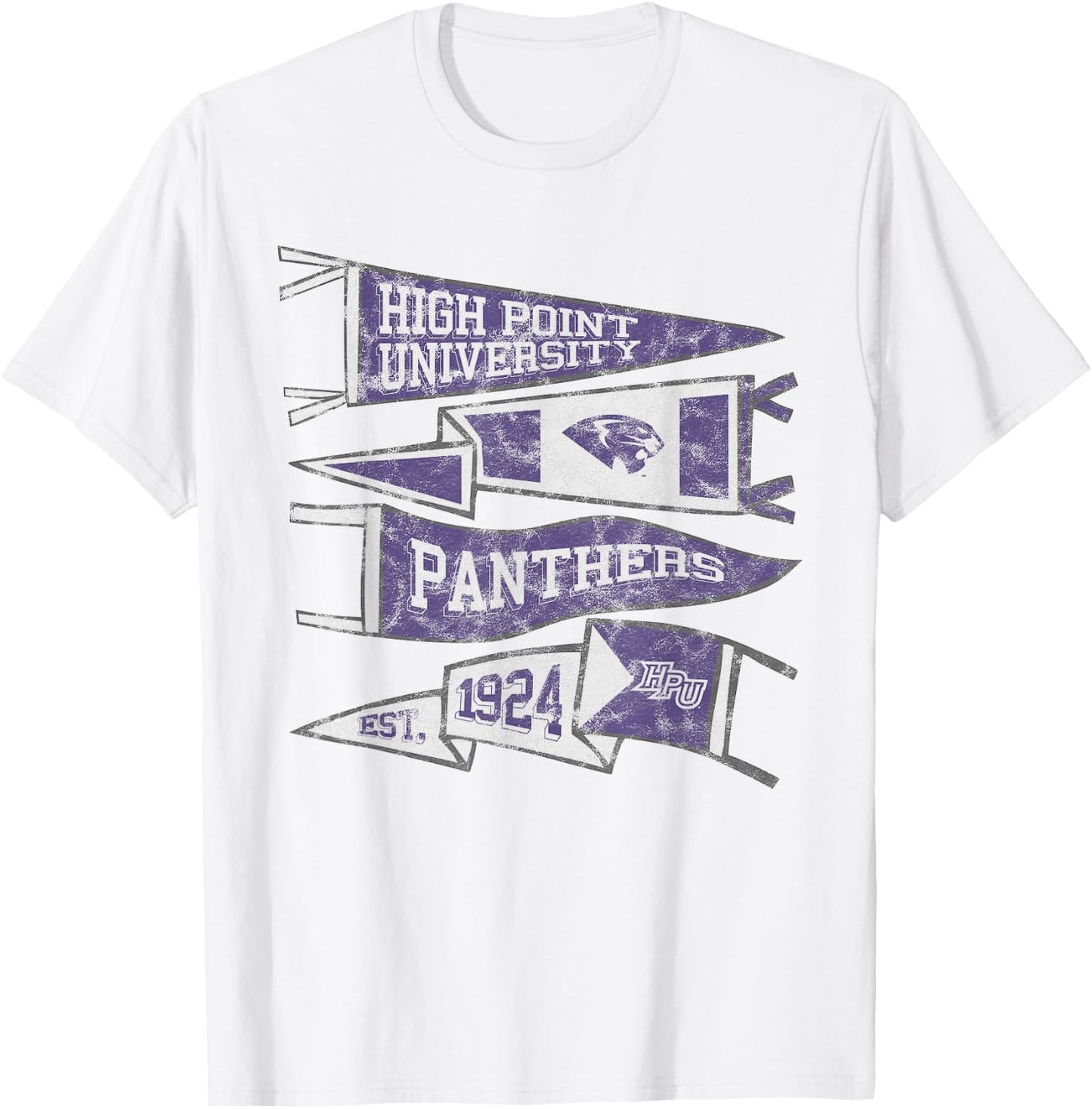 High Point University Panthers Distressed Pennants T-Shirt - T-Shirt | White