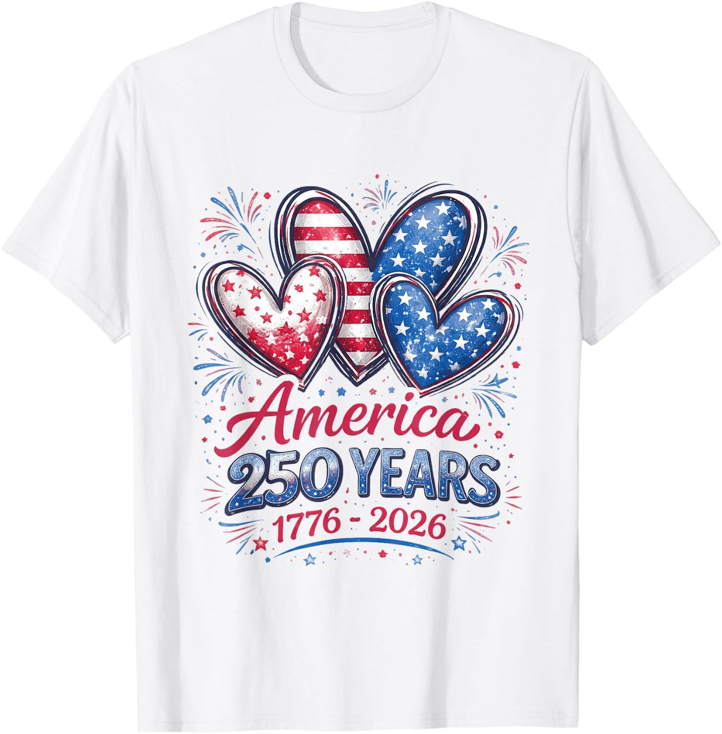 250th Anniversary America Flag Heart 250 Year Women Girls T-Shirt - T-Shirt | White
