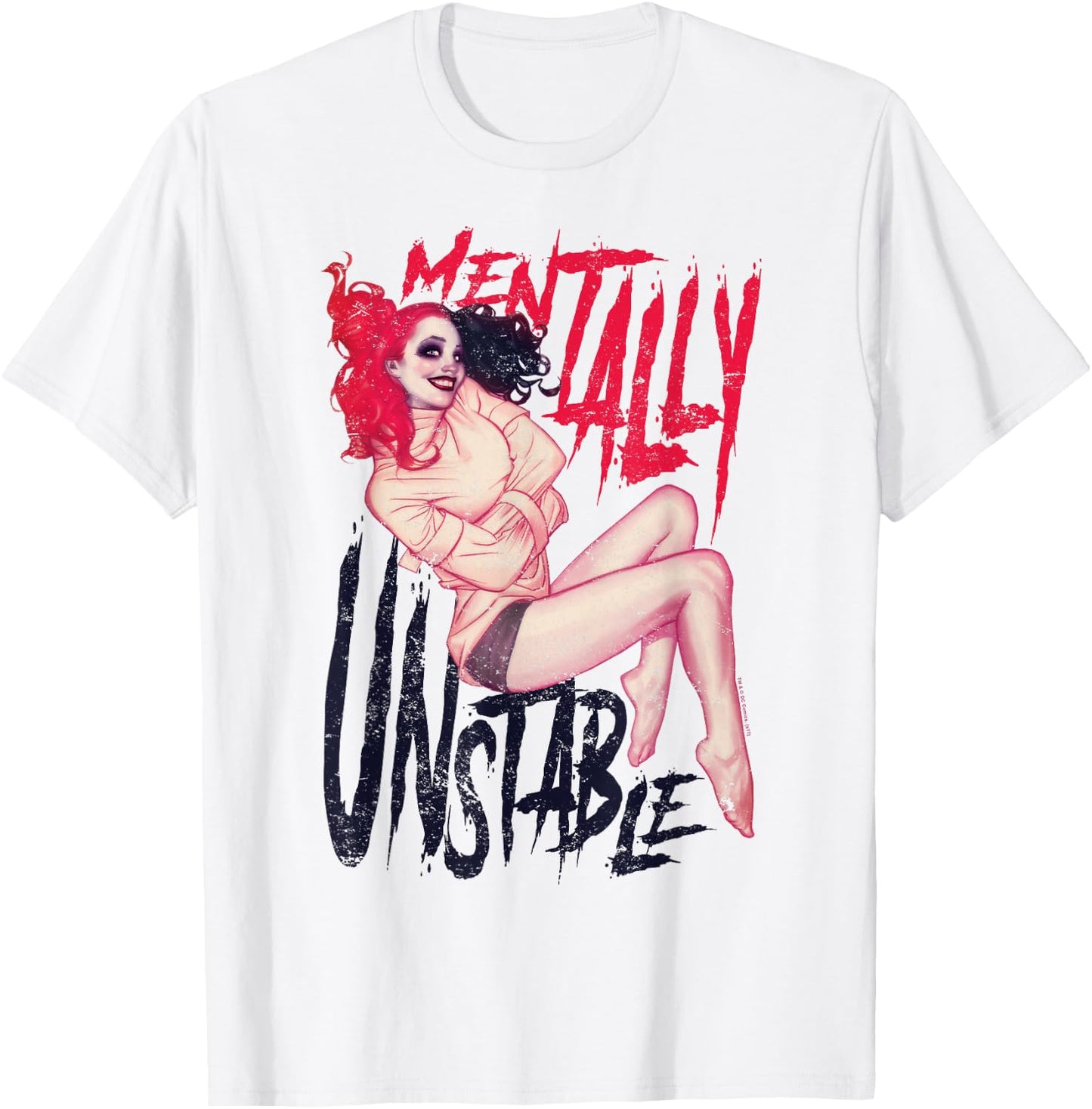 Batman Harley Quinn Mentally Unstable T-Shirt - T-Shirt | White