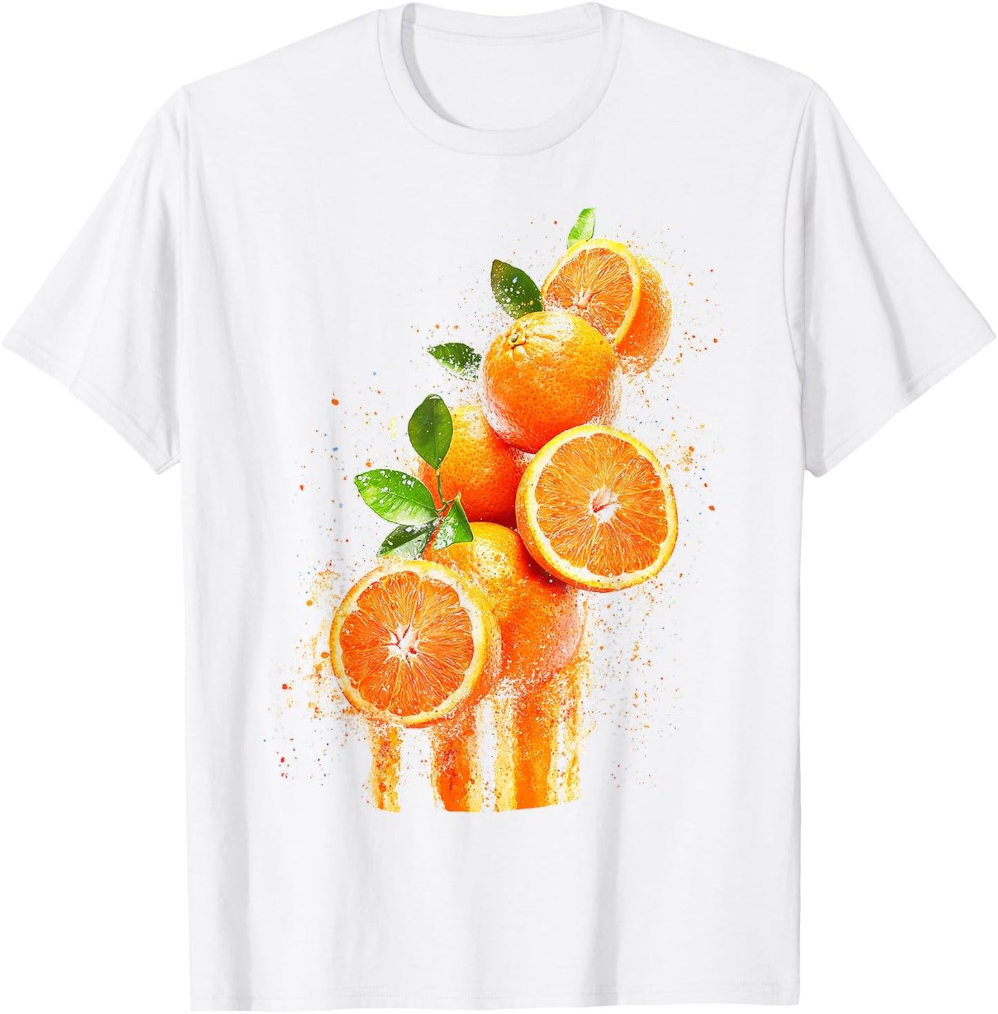 Orange Fruit Motif Colourful Illustration Orange , White T-Shirt - T-Shirt | White