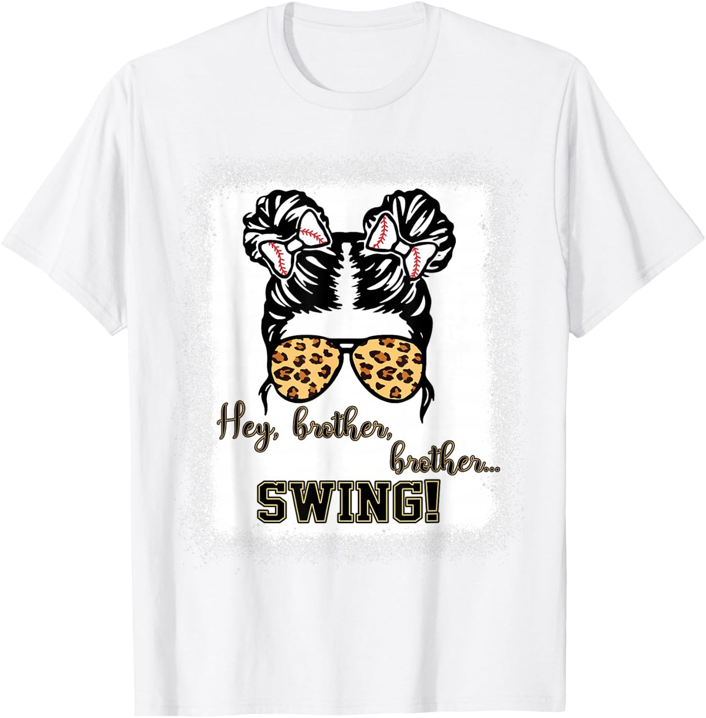 Kids Baseball Sister Hey Brother Brother Swing Toddler Girls T-Shirt - T-Shirt | White
