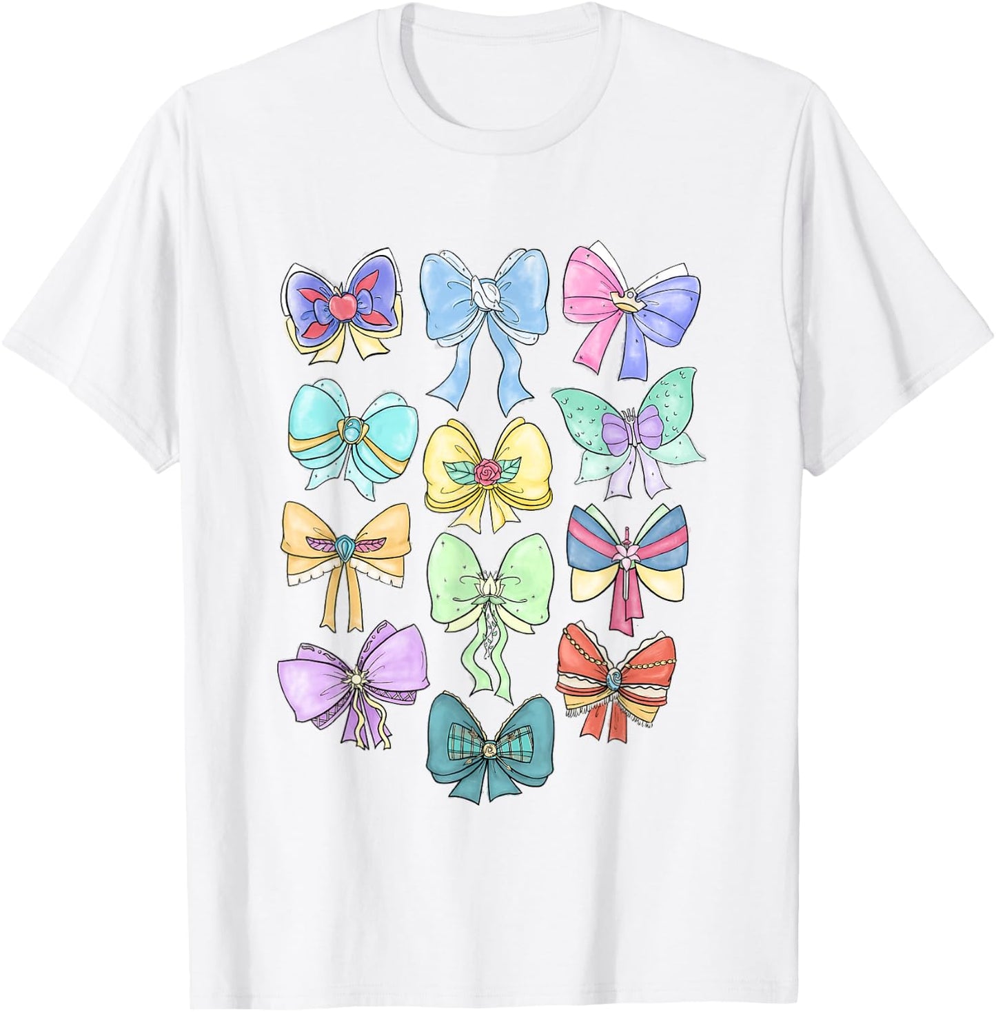 Disney Princess Cute Ribbons and Bows Pastel Colors Logo T-Shirt - T-Shirt | White